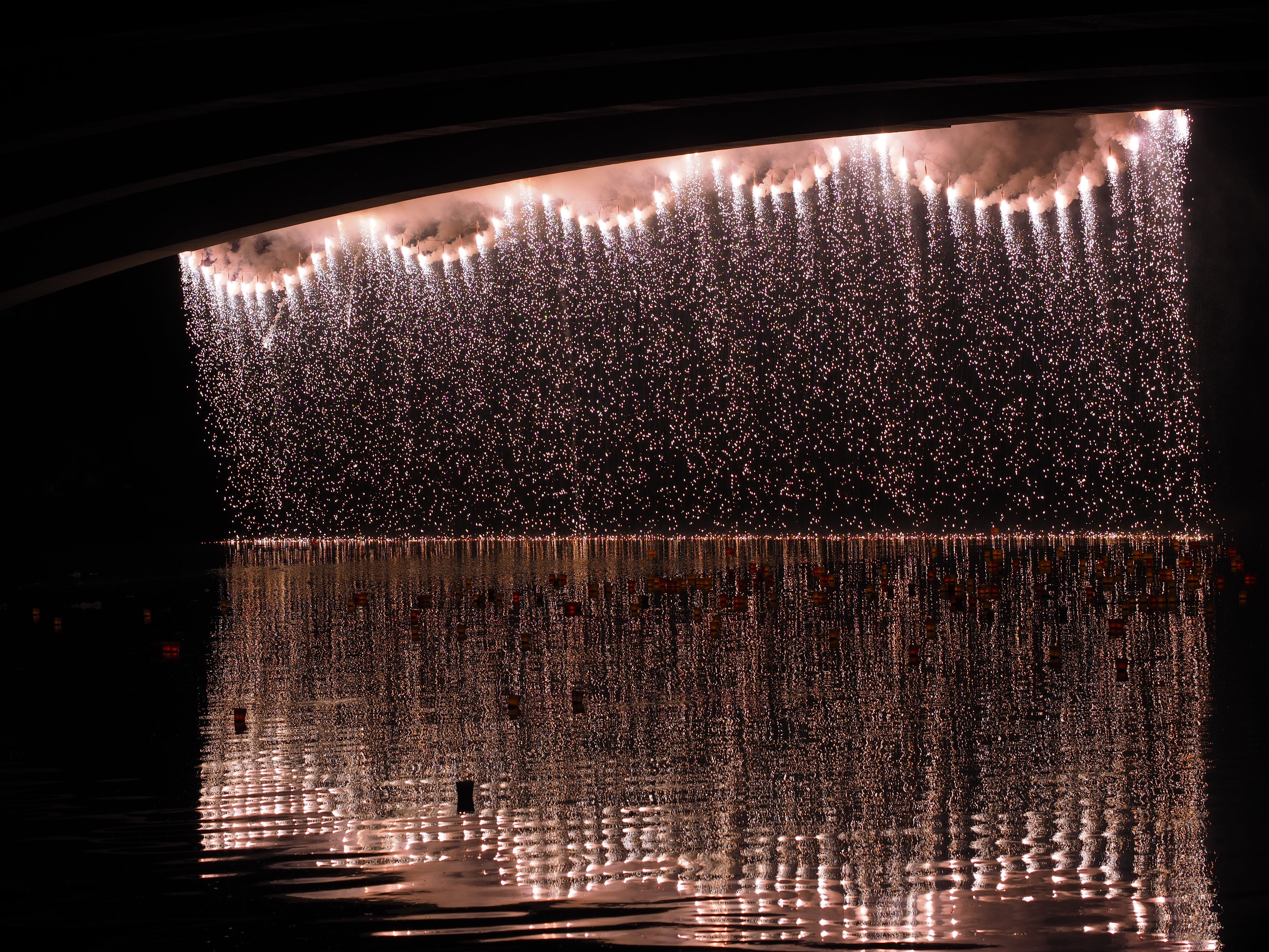 water, wireless fixed, celebration, silver, illuminated, fountain, light - natural phenomenon, reflection, architecture, night, fireworks, lights, silver rain, HD Wallpaper