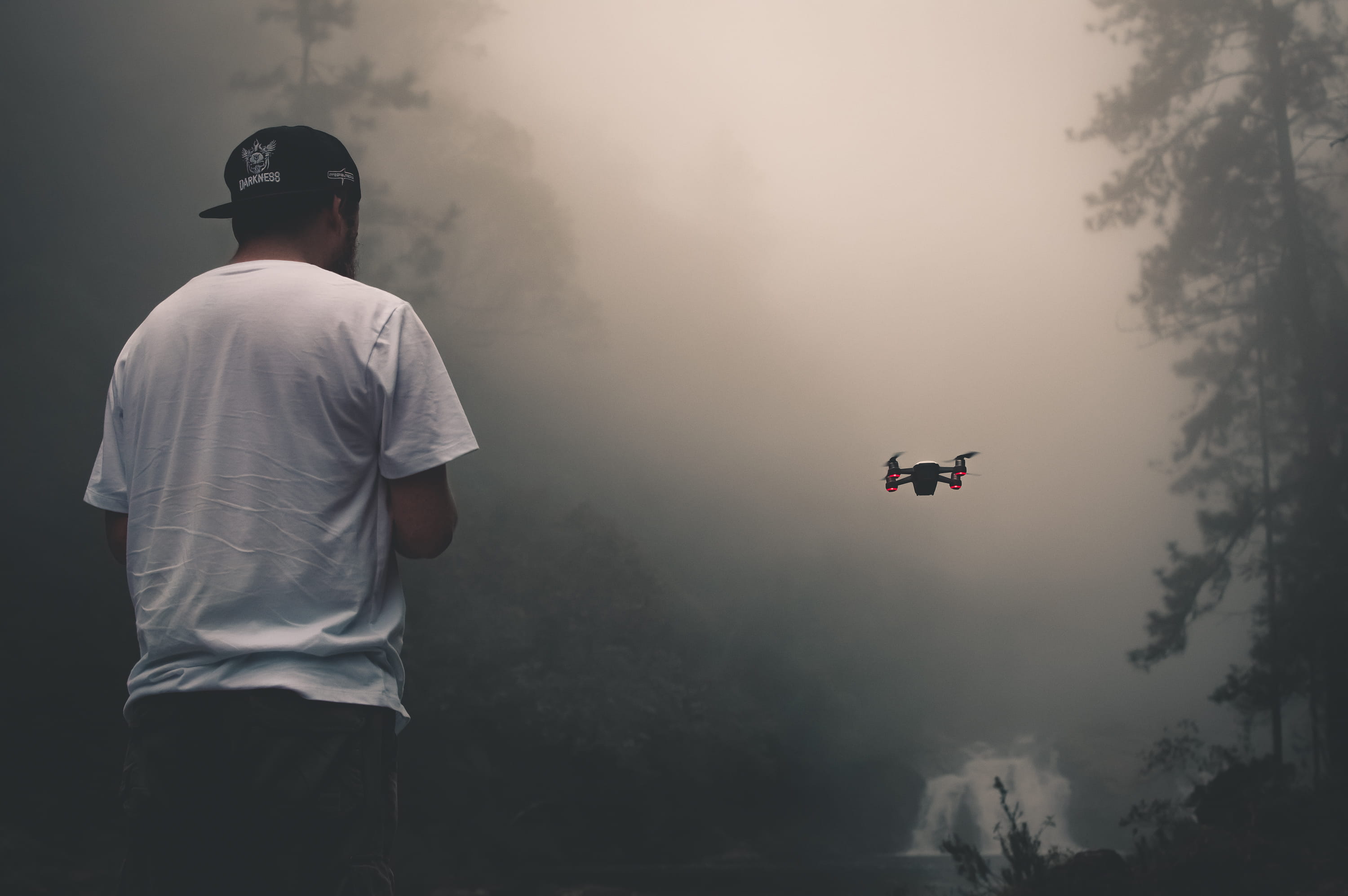tree, cap, mode of transportation, facing, occupation, people, mid-air, hat, sky, near, airplane, rear view, person, serjosoza, air vehicle, man, lifestyles, HD Wallpaper