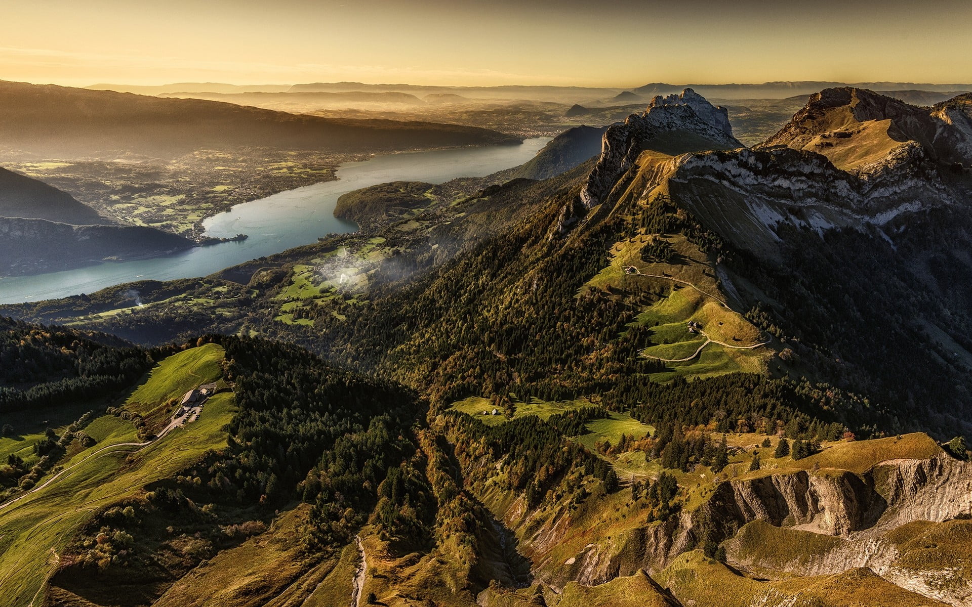 travel destinations, landscape, nature, mist, land, sky, aerial, tranquil scene, beauty in nature, rock - object, solid, aerial view, mountain, no people, HD Wallpaper