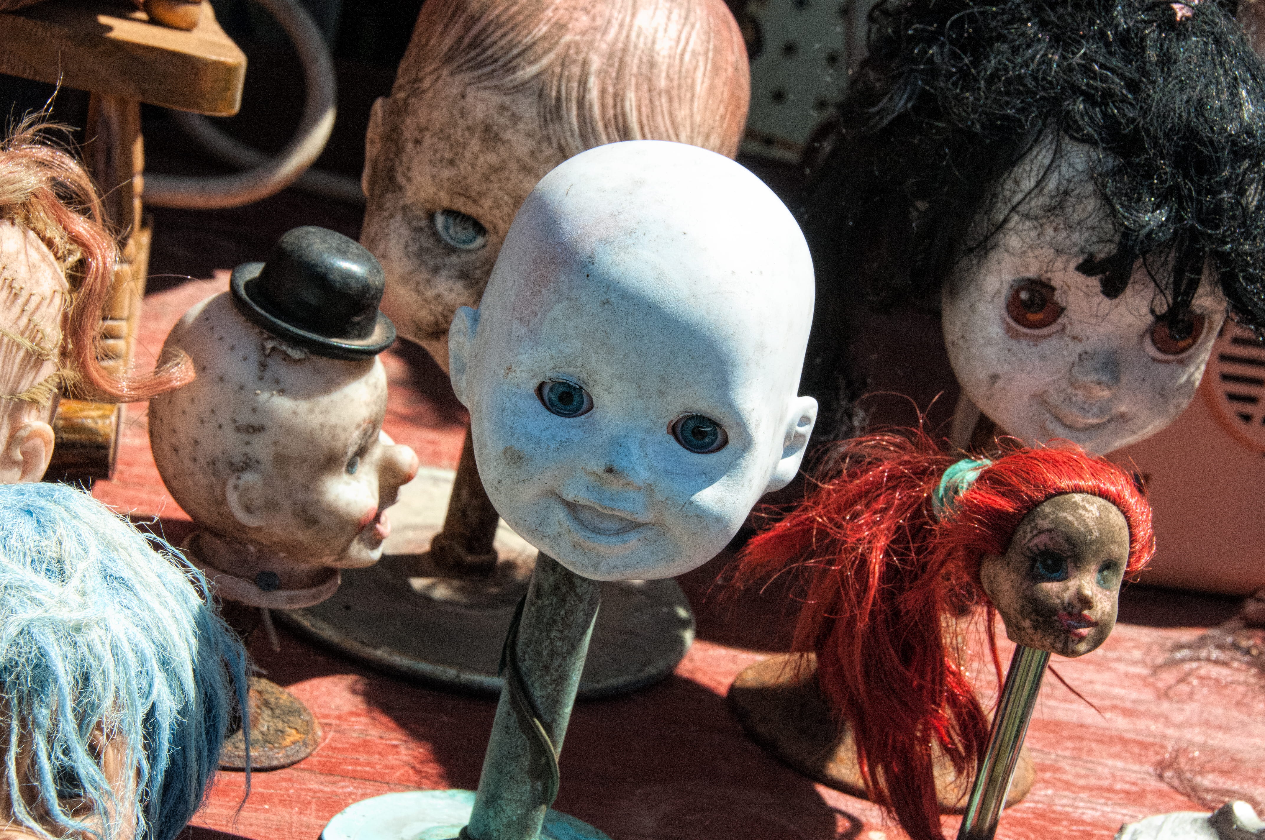 doll, day, no people, sale, still life, toy, head, vintage, eyes, craft, plastic, market, dolls, united states, art and craft, antique, human representation, HD Wallpaper