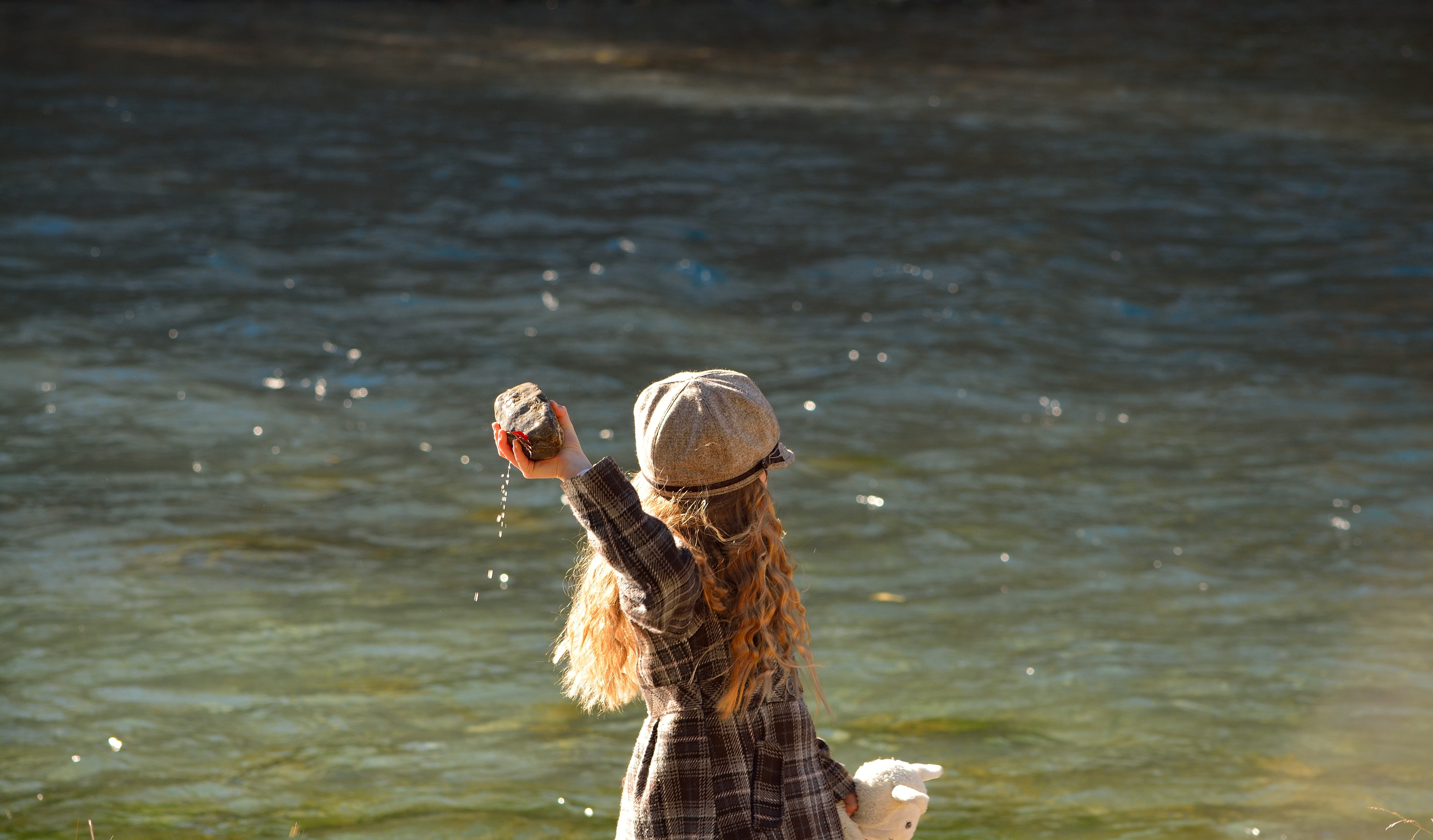 lifestyles, 5K, teen, portrait, adult, one person, nature, pose, throw, stone, river, outdoors, blonde, beautiful woman, hair, standing, adorable, girl, HD Wallpaper