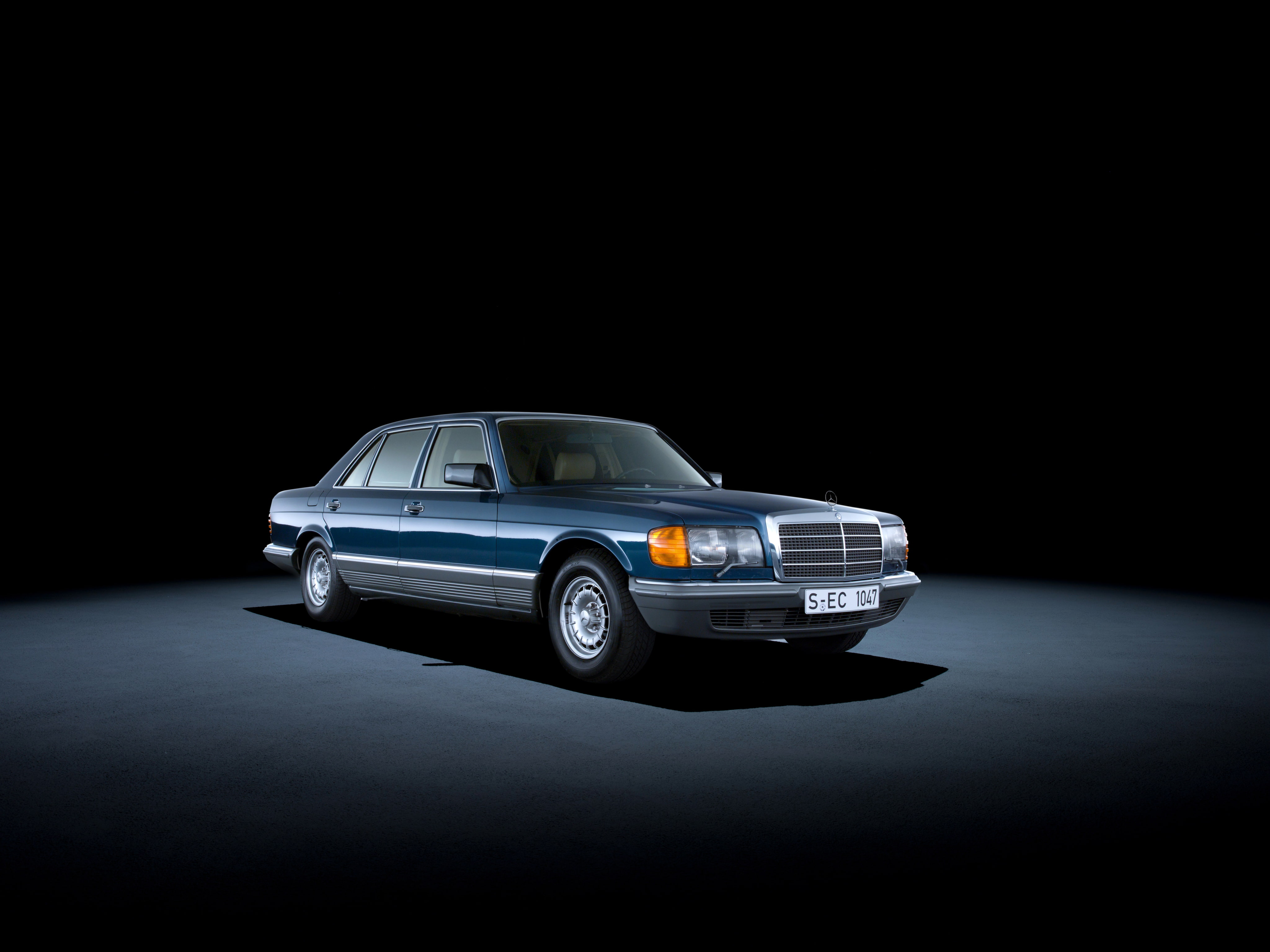 mercedes, sel, benz, blue, 4K, retro, HD Wallpaper