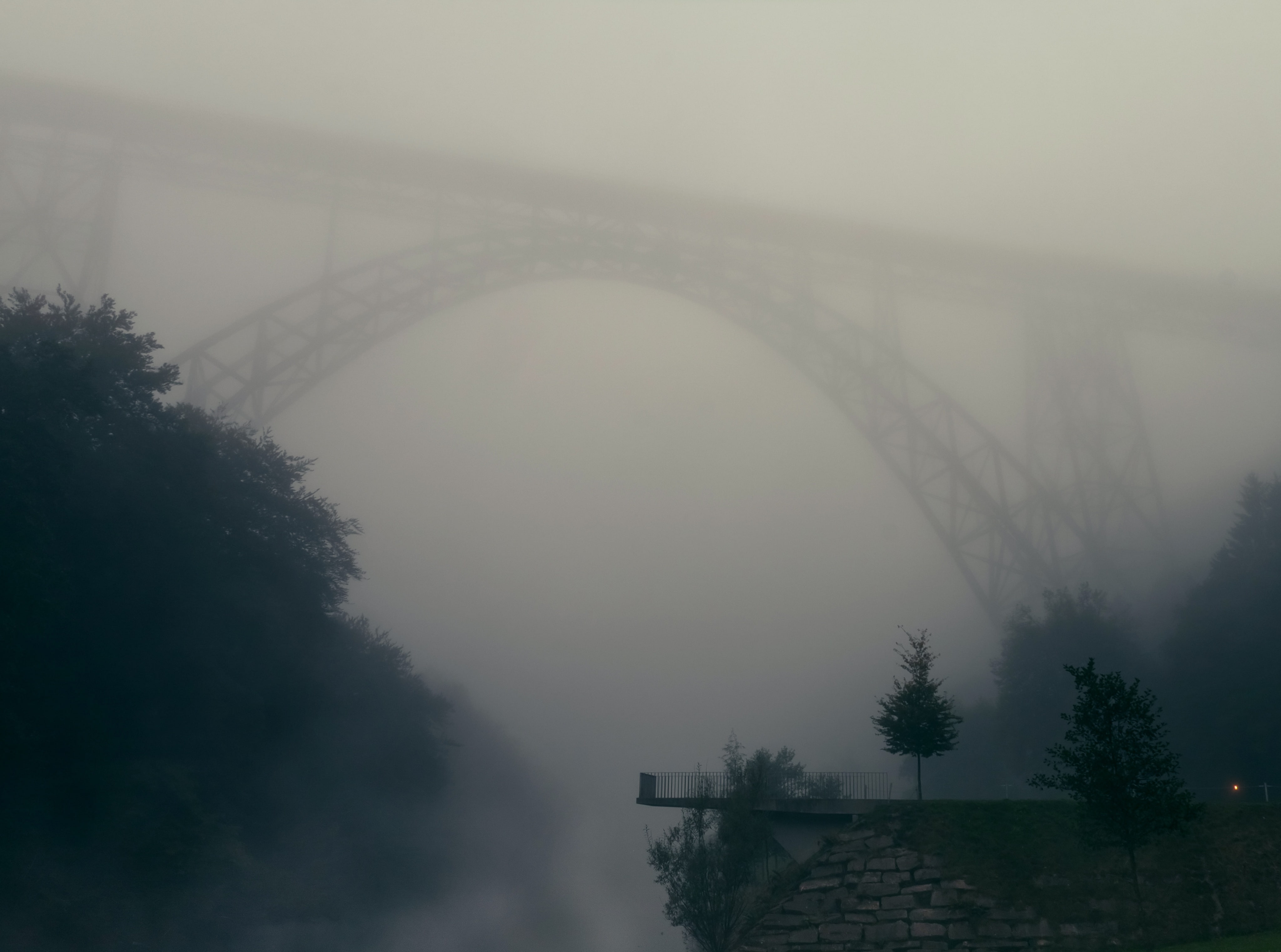 fluss, no people, 4K, Cold, solingen, Seasons, silhouette, beauty in nature, mungstener, connection, tree, Autumn, day, railroadbridge, built structure, HD Wallpaper