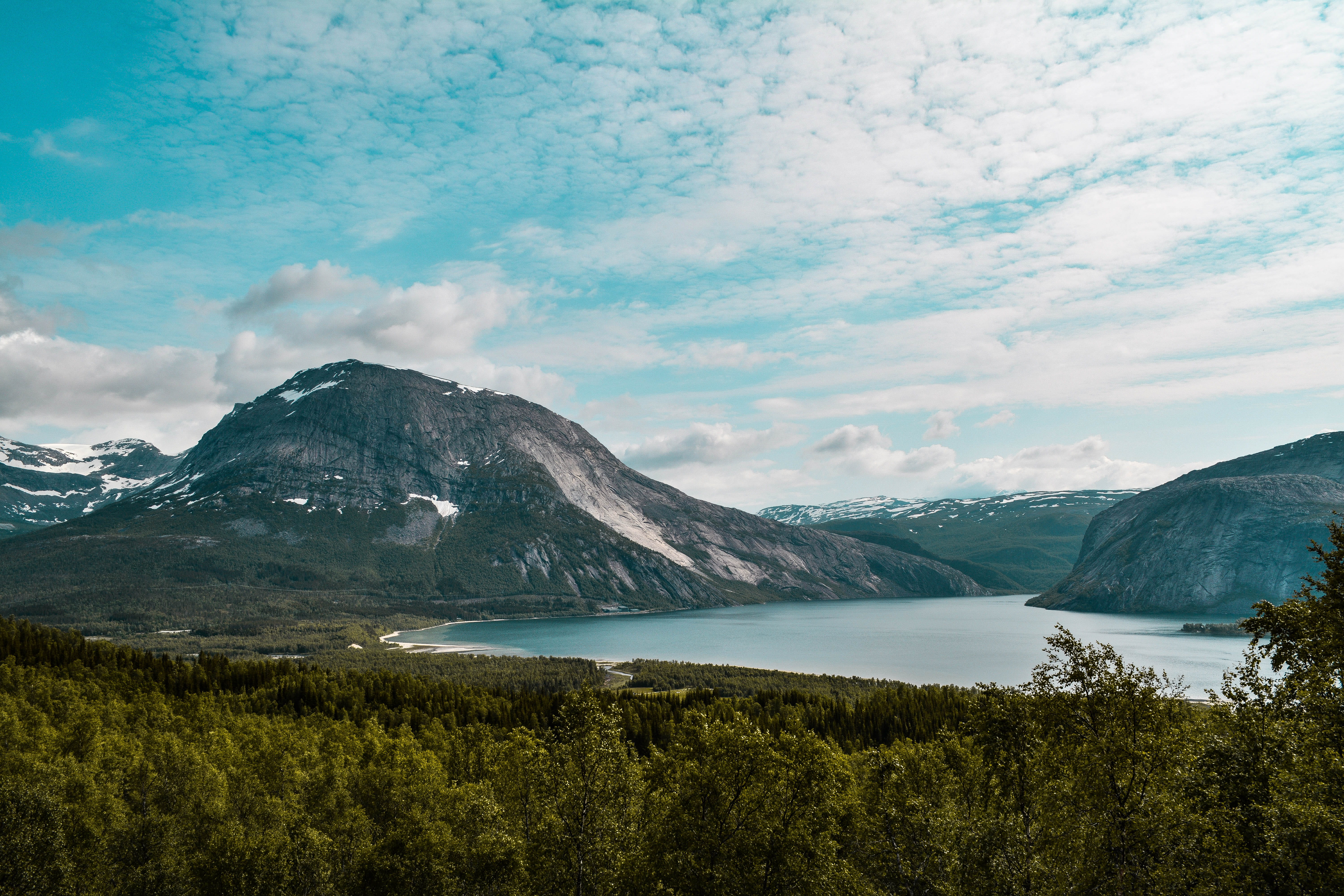summer, landscape, norway, norge, no people, cloud - sky, mountain range, scenics - nature, himmel, day, growth, idyllic, beauty in nature, norwegen, blue, HD Wallpaper