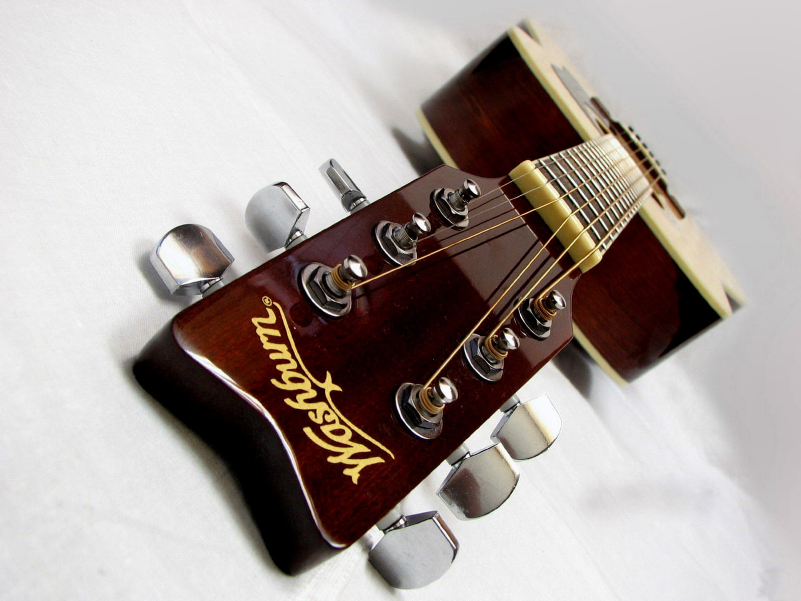 guitars, high angle view, Music, white background, arts culture and entertainment, washburn, text, 720P, acoustic, indoors, string instrument, retro styled, HD Wallpaper