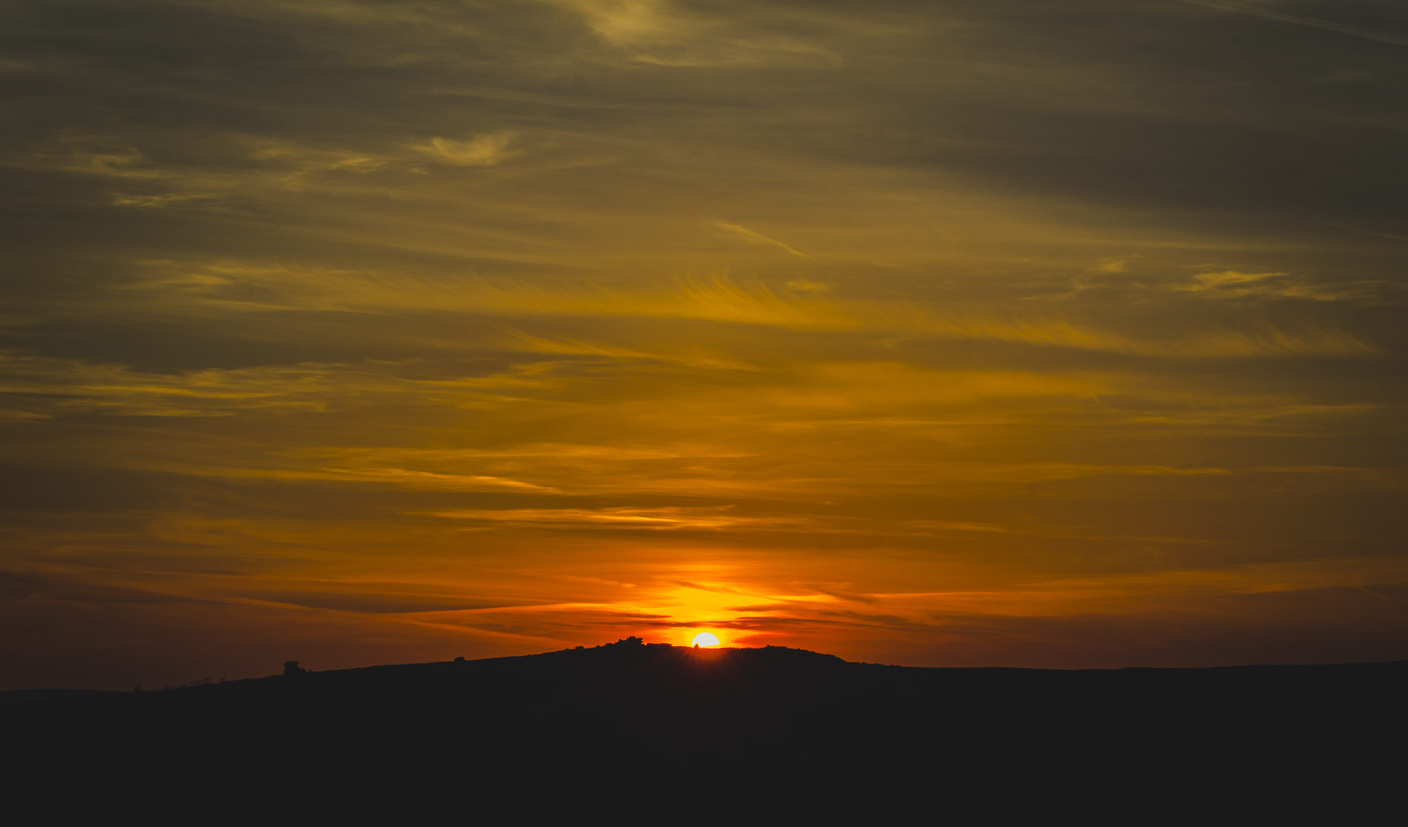 tor, hathersage, tranquility, hill, landscape, united kingdom, idyllic, weather, the peak district, romantic sky, non-urban scene, evening, environment, HD Wallpaper