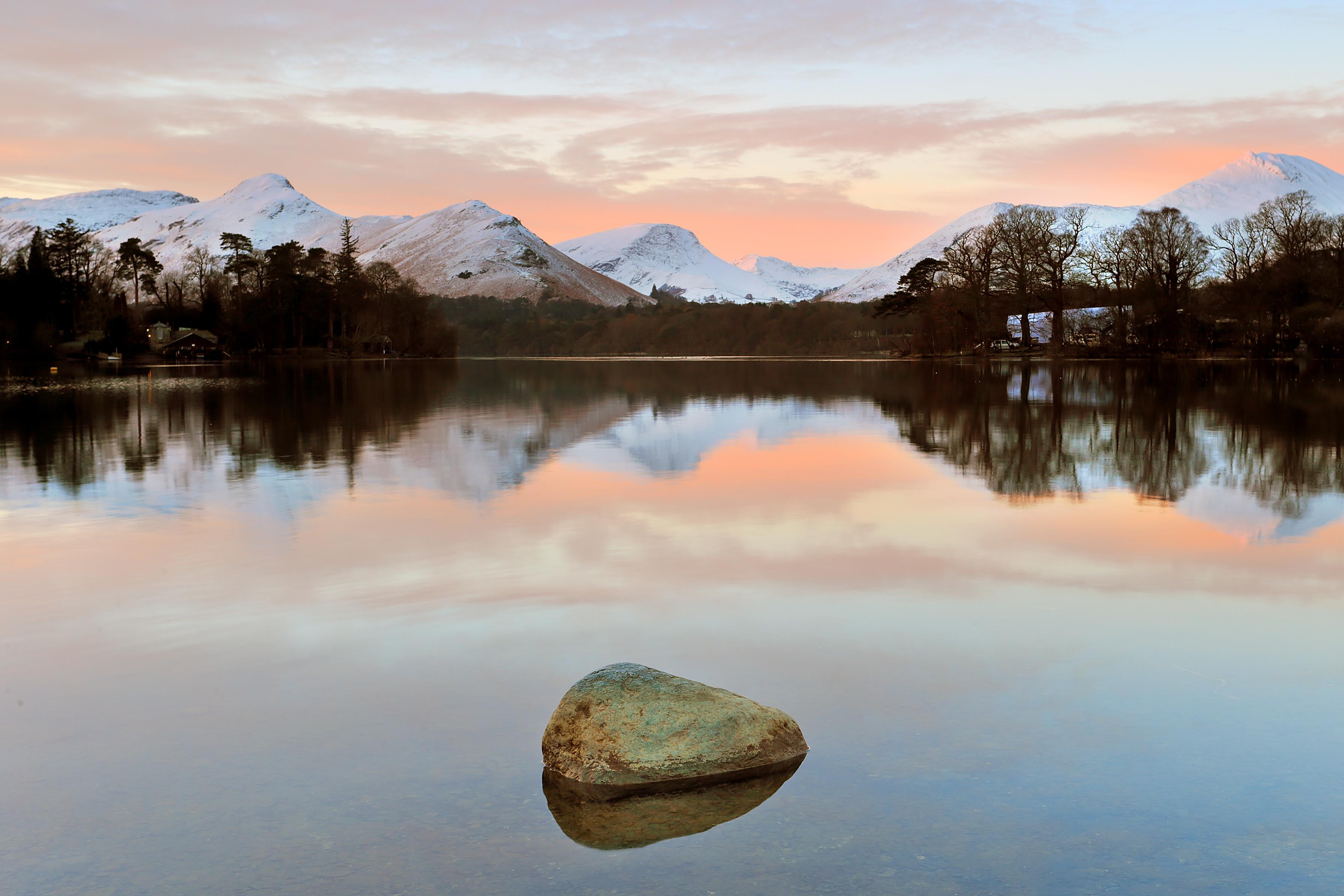 nature, daytime, sky, frost, rock - Object, 2K, beauty In Nature, mountain, winter  reflections, Lake District, water  sky, water, scenics, Explore, Flickr, HD Wallpaper