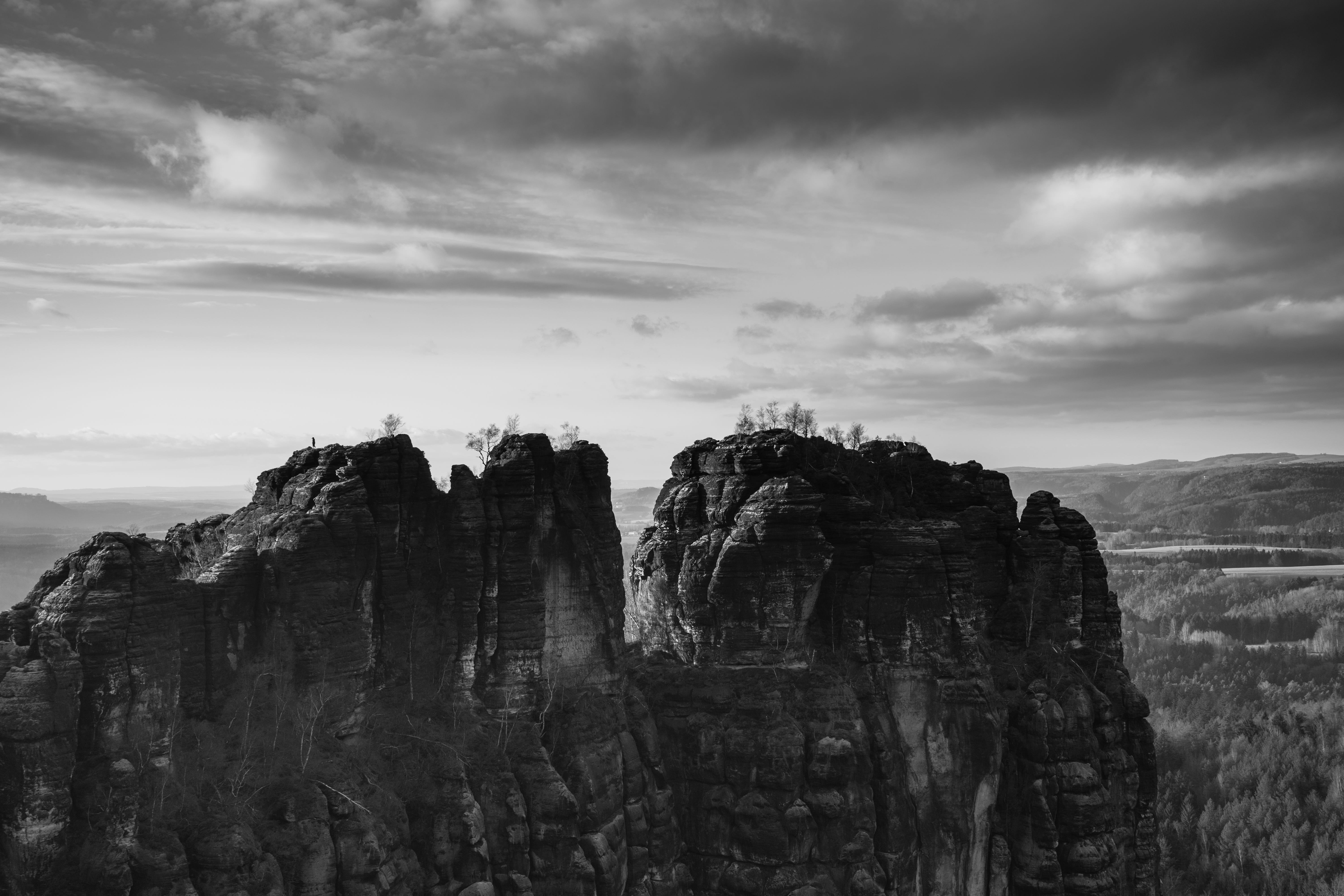 solid, tranquility, scenics - nature, mountain peaks, highlands, summit, panorama, nature, non-urban scene, rock - object, elbe sandstone, no people, travel, HD Wallpaper