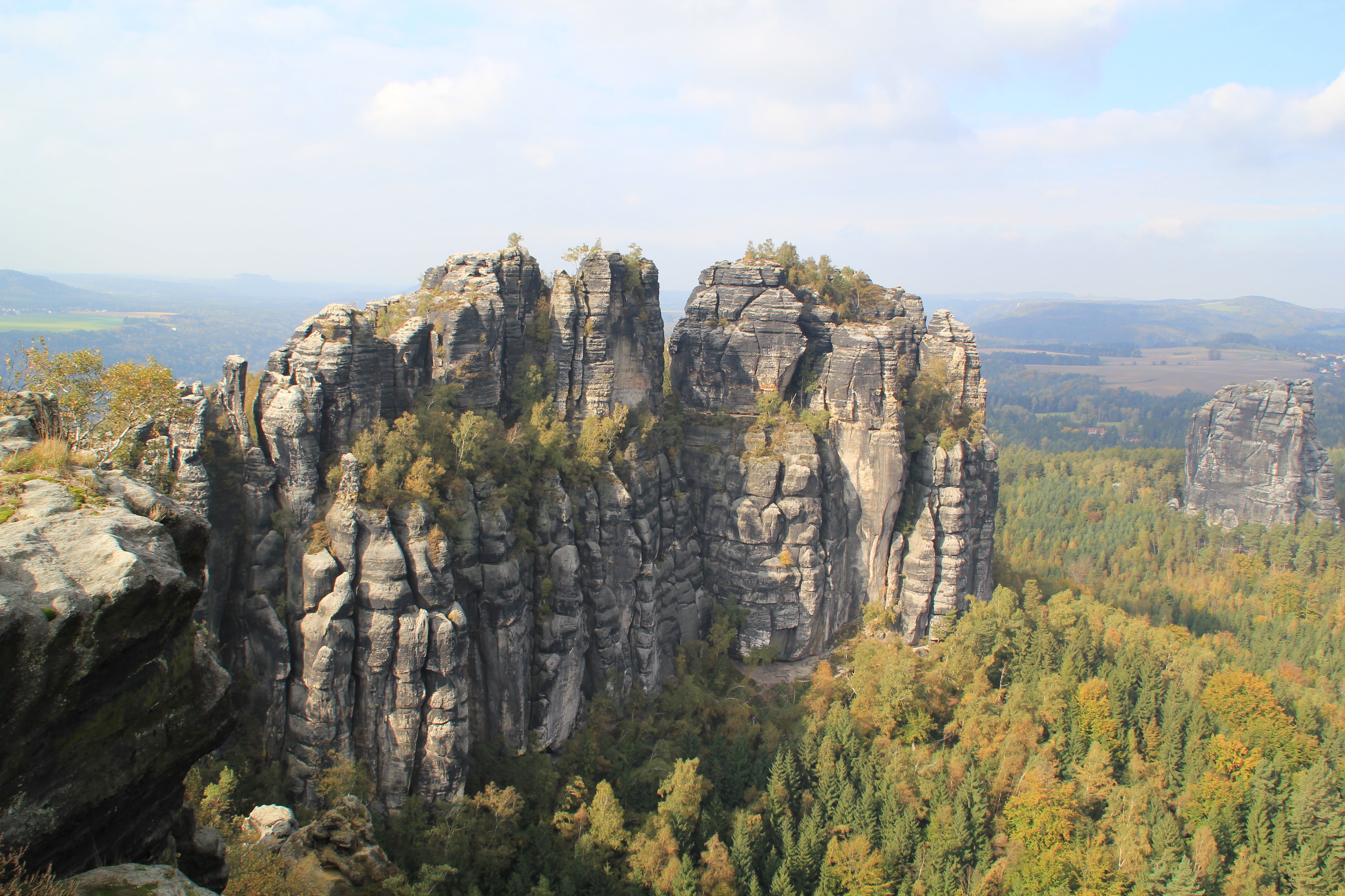 gorge, eroded, cloud - sky, tranquility, sky, saxony, outlook, outdoors, elbe sandstone mountains, powerful, nature, climb, environment, rock, climbing area, HD Wallpaper