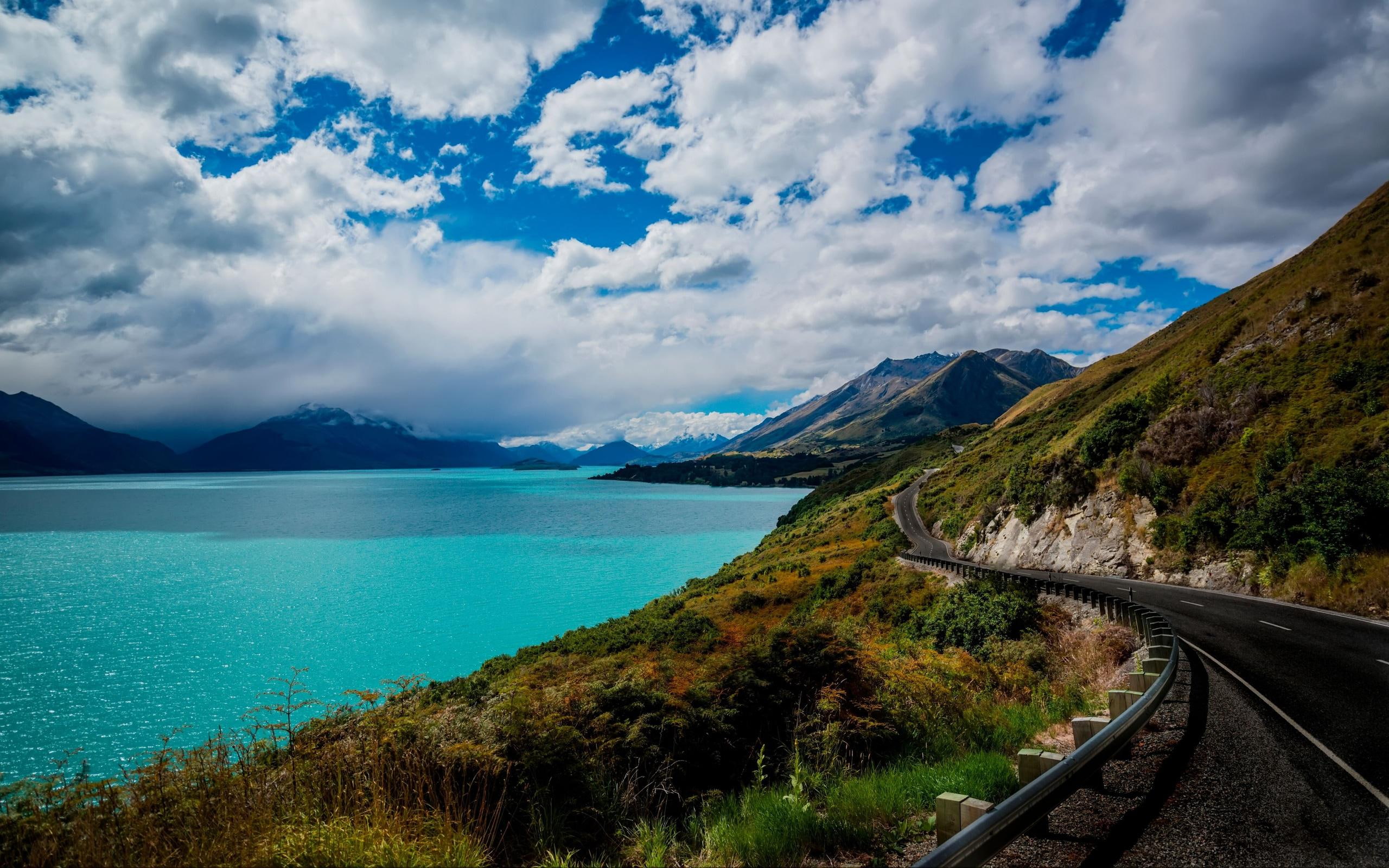 wakatipu, lake, zealand, 2K, new, wide, resolution, road, lakes, HD Wallpaper
