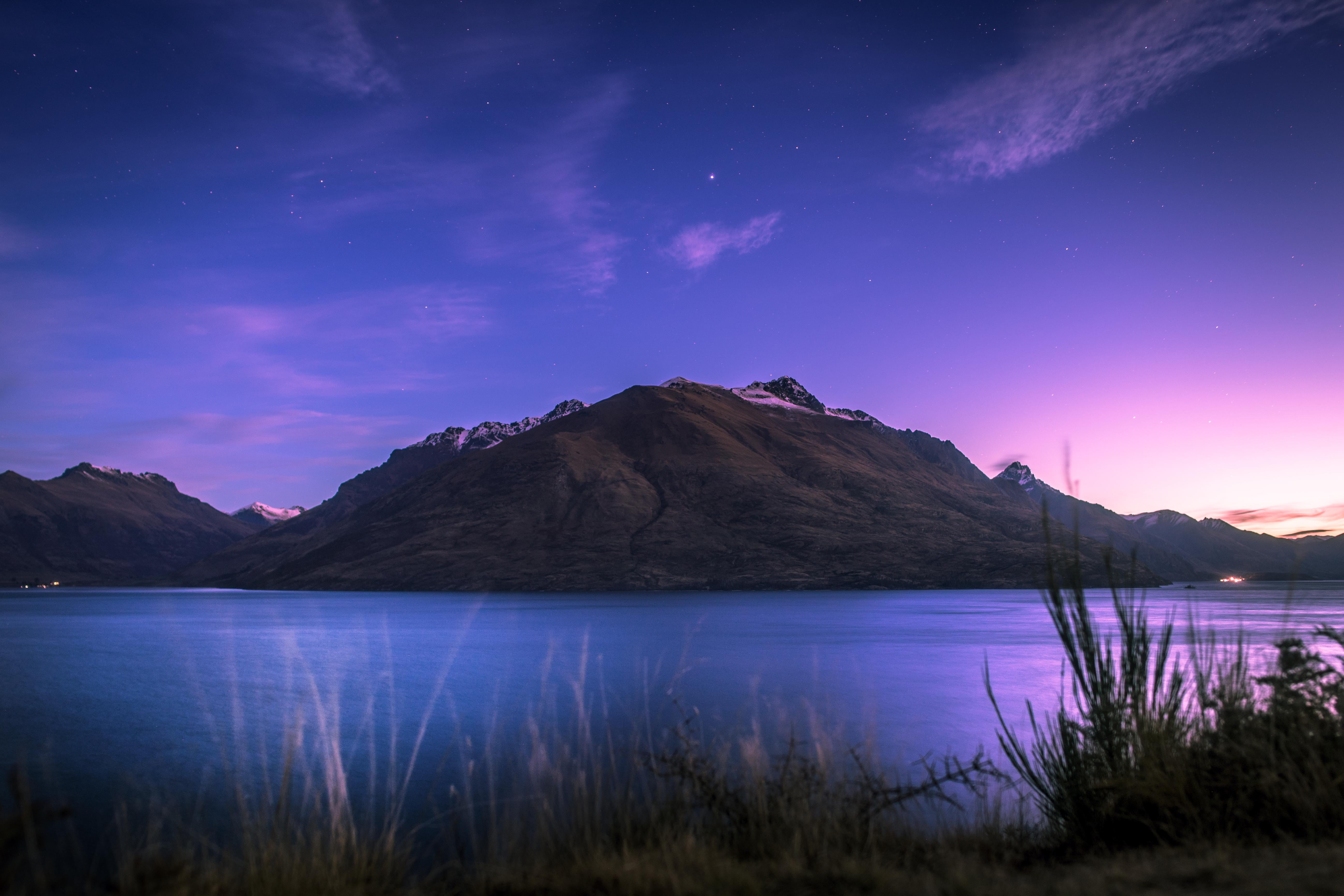 beauty in nature, nature, body, space, galaxy, sky, tranquil scene, cloud - sky, astronomy, mountain, star - space, reflection, lake, new zealand, mountain range, HD Wallpaper