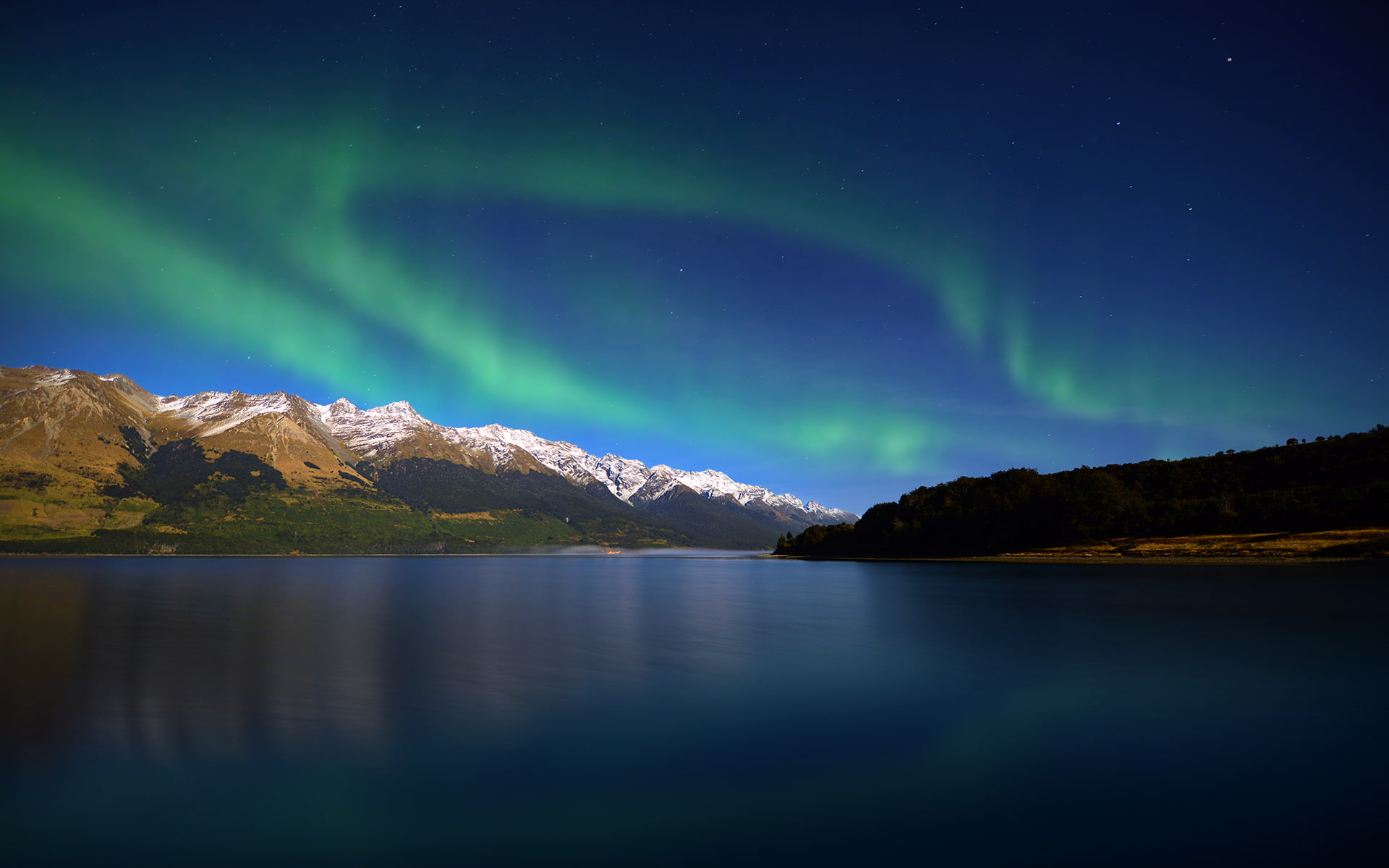 lights, new Zealand, Lake Wakatipu, lake, 1080P, the evening, HD Wallpaper