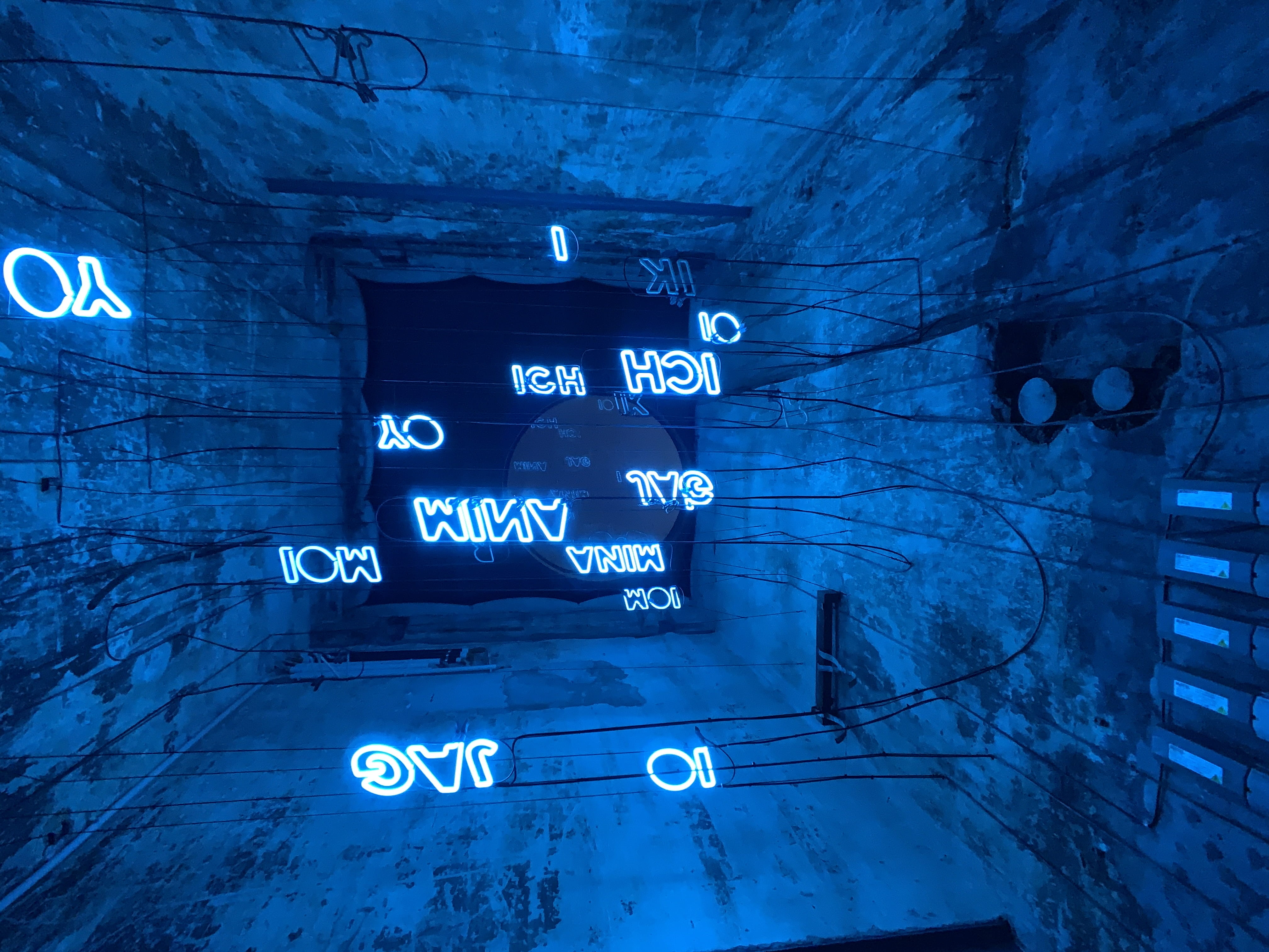 lab, ich, light, sidewalk, guidance, close-up, underground, no people, blue, unna, 4K, dungeon, information, cobblestone, pavement, lindenpl. 1, neon, HD Wallpaper