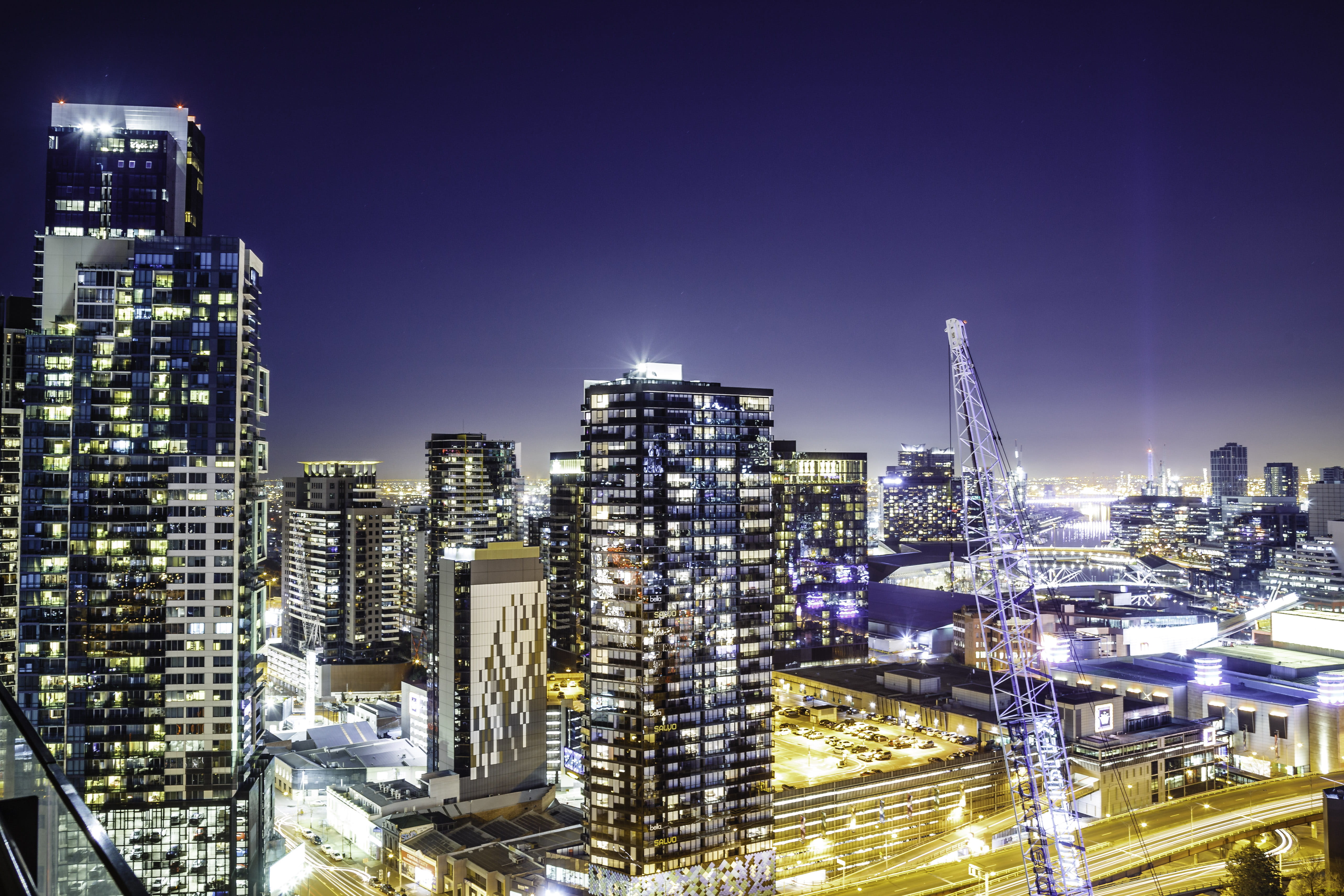 nighttime, nature, eyeview, famous Place, financial district, landscape, twilight, illuminated, architecture, building, photography, city Life, outdoors, HD Wallpaper