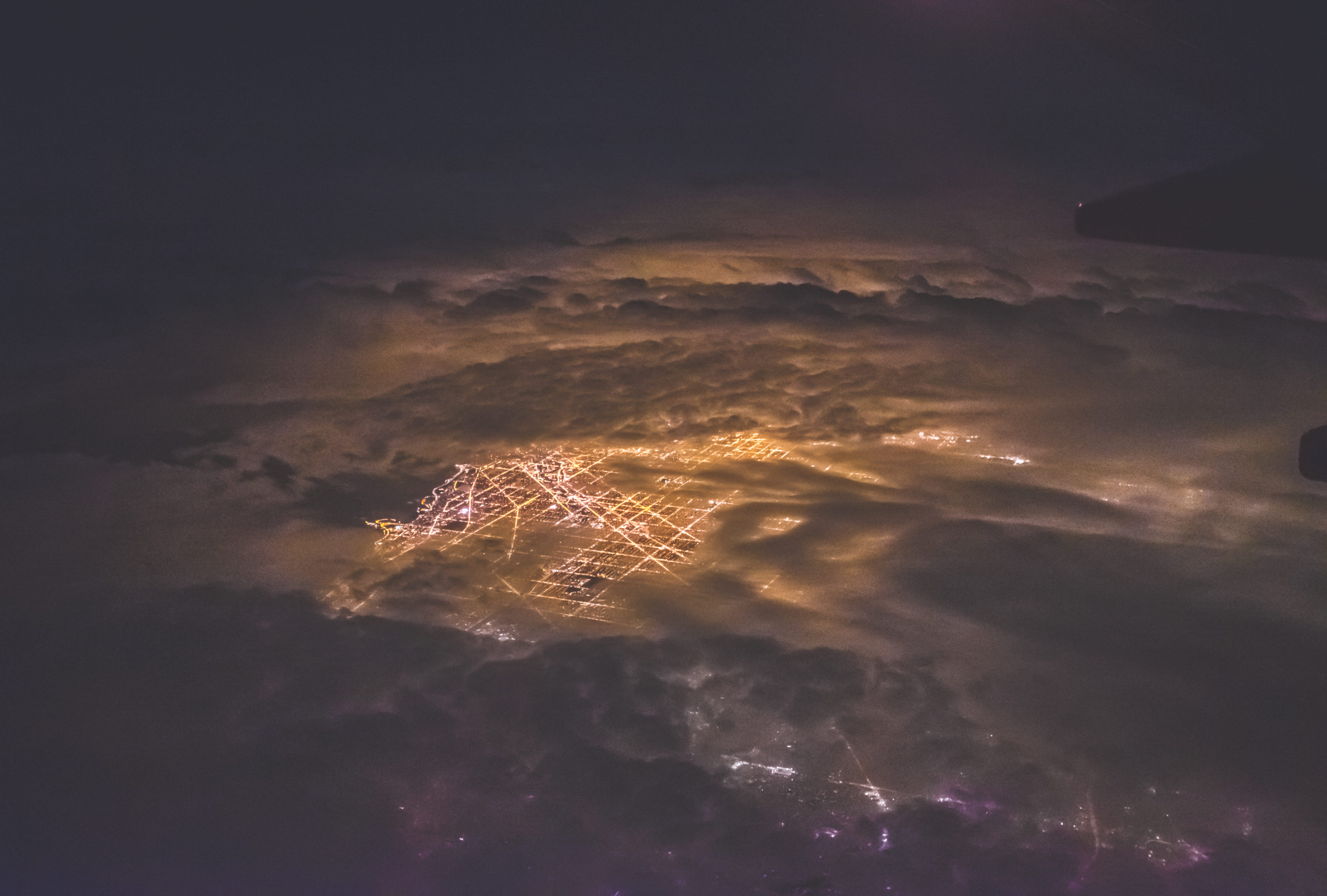 illuminated, lights, night, cloud - sky, bird, firework, 4K, meteorology, motion, lightning, exploding, outdoors, dark, no people, light, glowing, aerial view, HD Wallpaper