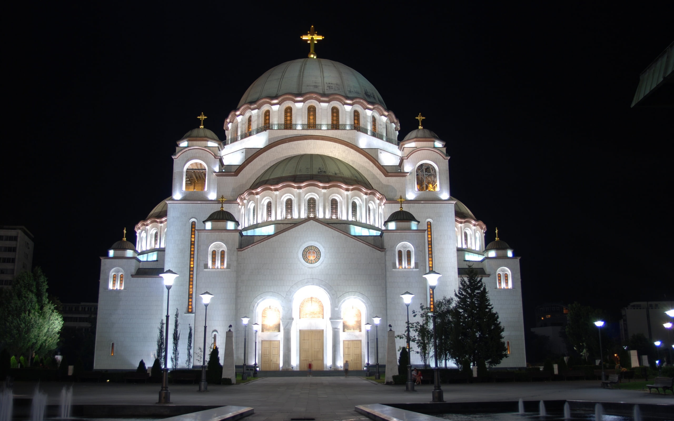 saint, building exterior, illuminated, built structure, ornate, no people, sky, night, building, belief, cathedral, travel destinations, architecture, city, HD Wallpaper