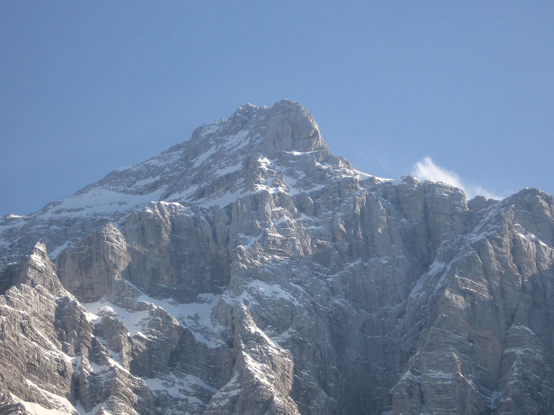 jumbo, massif, rock wall, solid, nature, formation, tranquility, steep wall, scenics - nature, beauty in nature, outdoors, rock, clear sky, snow, mountain range, HD Wallpaper