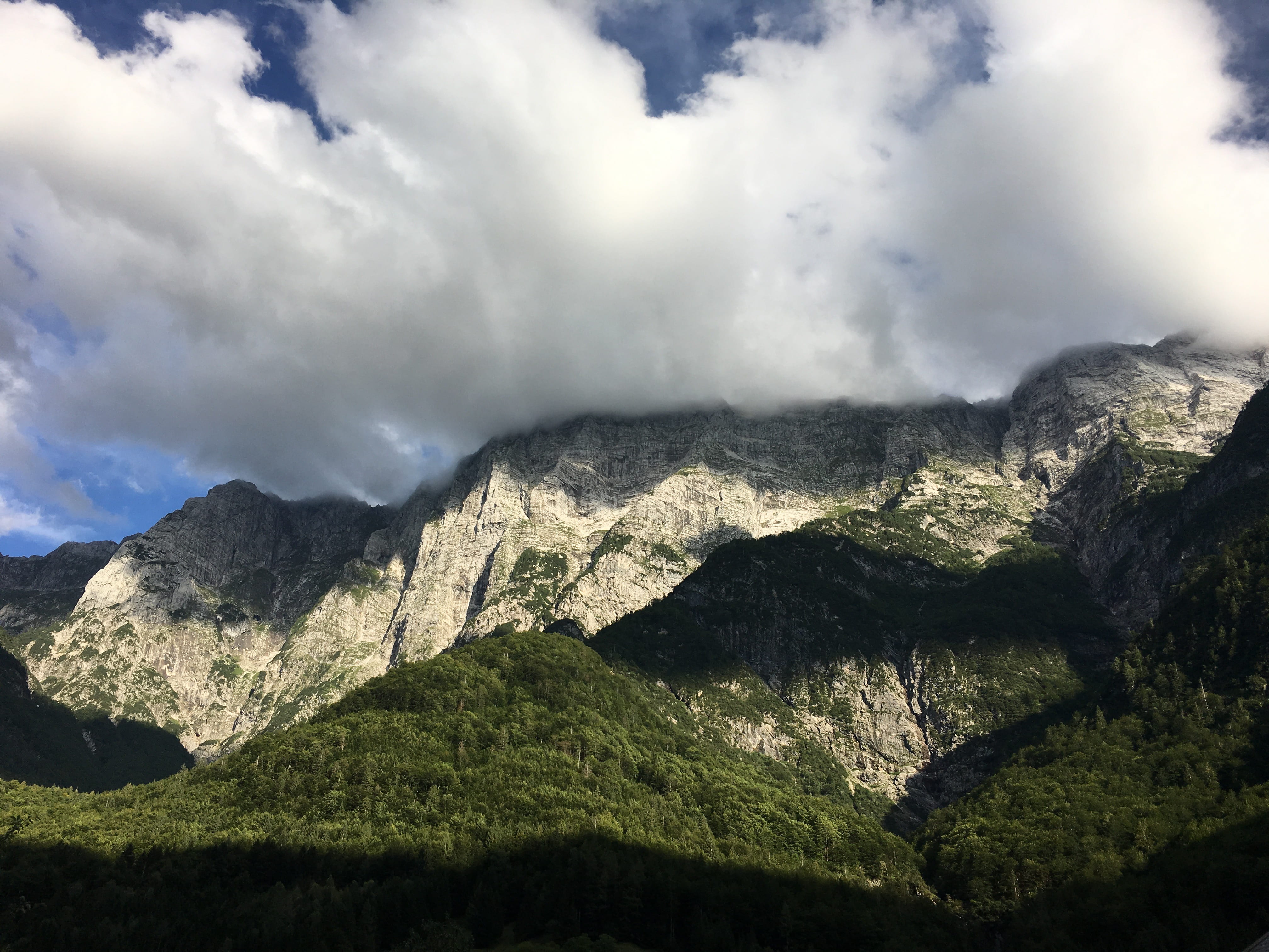 slovenia, formation, landscape, cloud - sky, rock face, clouds, mountain, scenics - nature, forrest, mountain range, north face, day, 4K, tranquility, HD Wallpaper