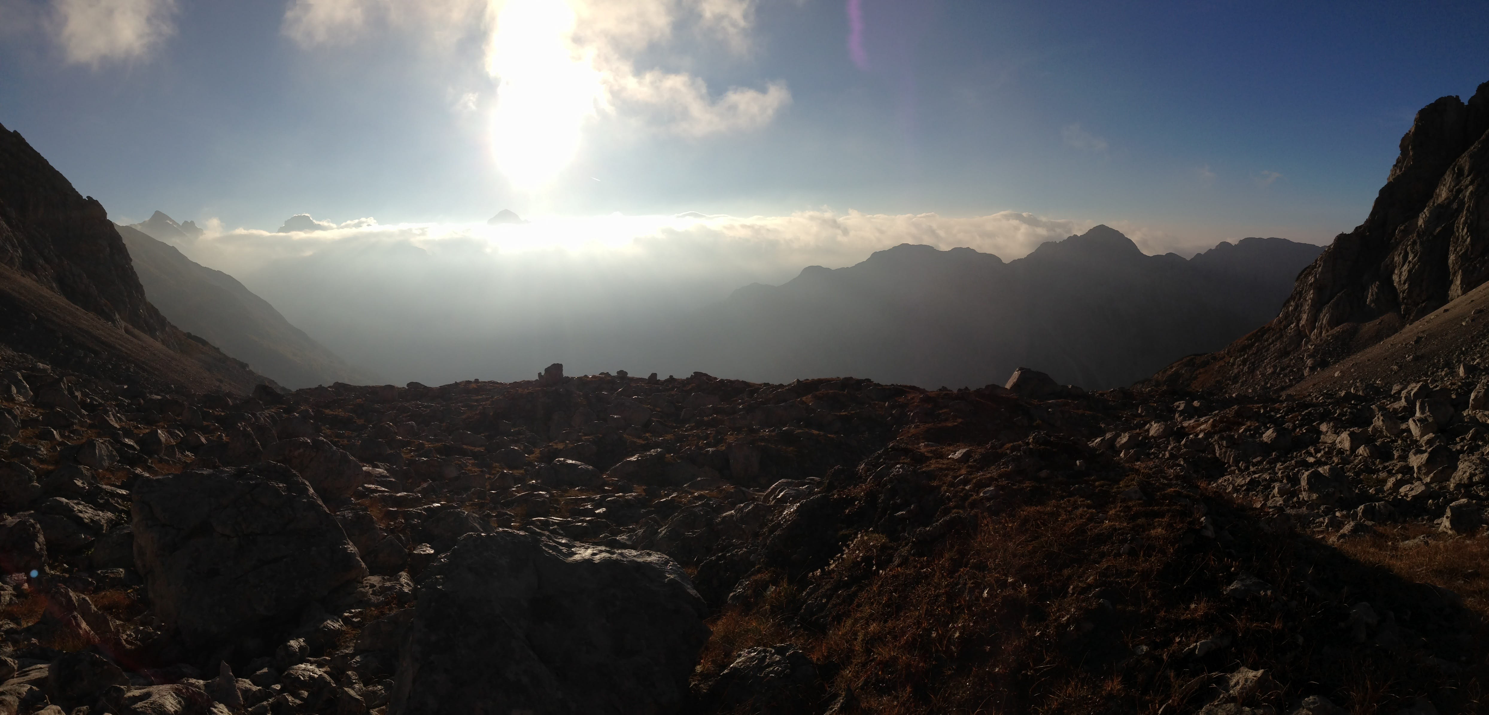 panoramic, clouds, outdoors, rock - object, rocks, triglav national park, solid, sunbeam, scenics - nature, travel destinations, landscape, mountains, sunrise, HD Wallpaper