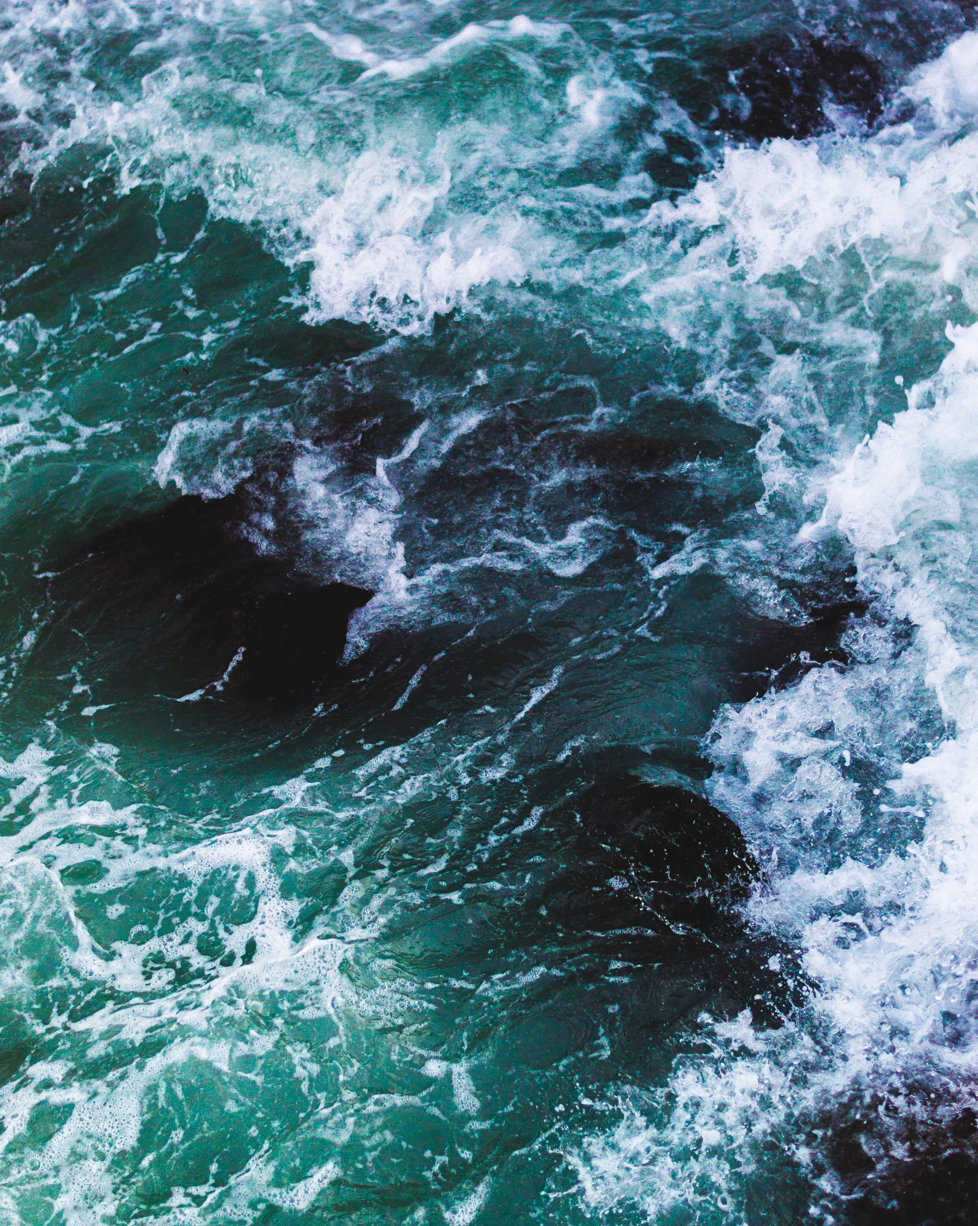 splash, surfing, emerald, beauty in nature, wave, high angle view, power in nature, rock - object, outdoor, flowing water, green, ocean waves, landscape, Phone HD Wallpaper