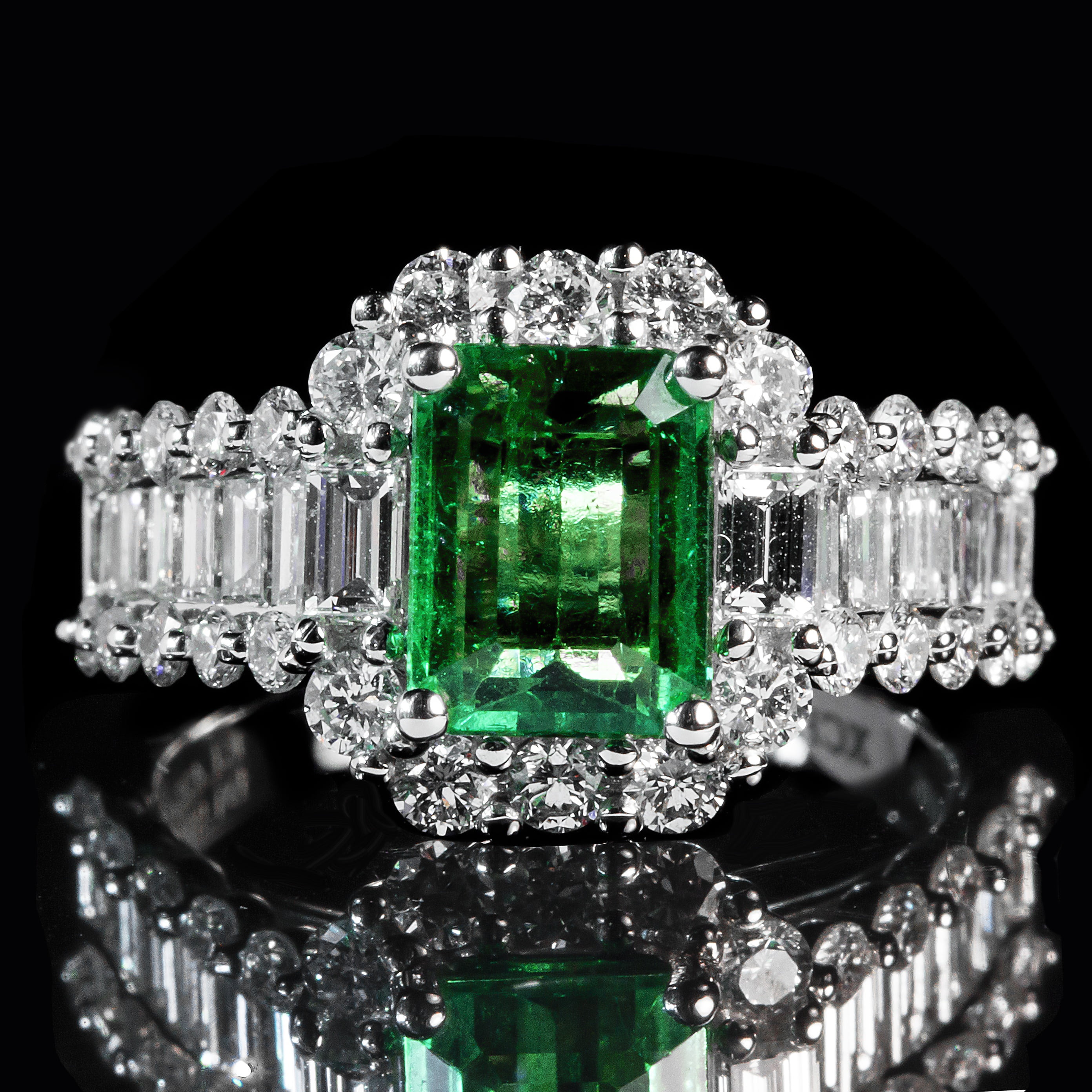 purity, close-up, diamond, ornate, jewelry, reflection, studio shot, glass - material, glowing, luxury, wealth, ring, cut, crystal, gemstone, green color, Phone HD Wallpaper