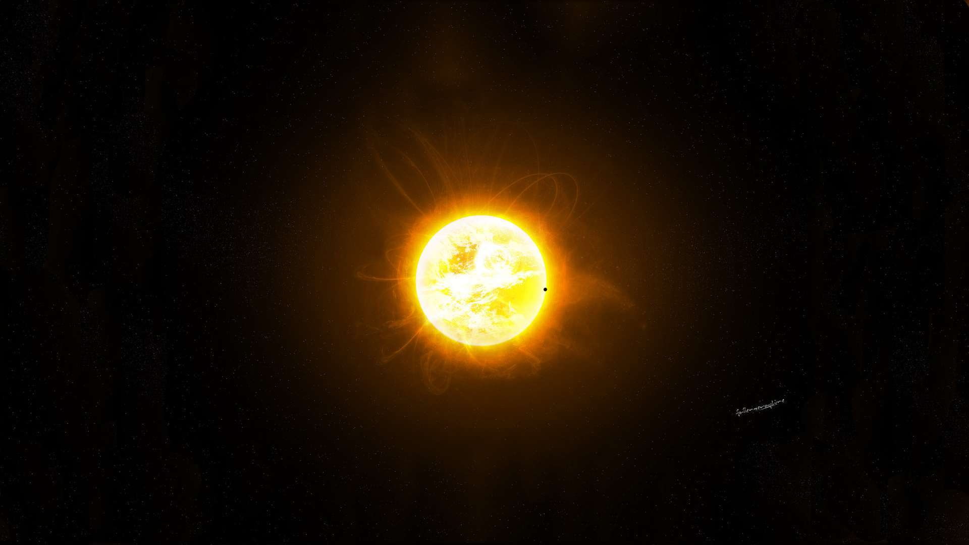 sun, hd, things, perspective, sunrays, burning, 1080P, putting, planets, HD Wallpaper