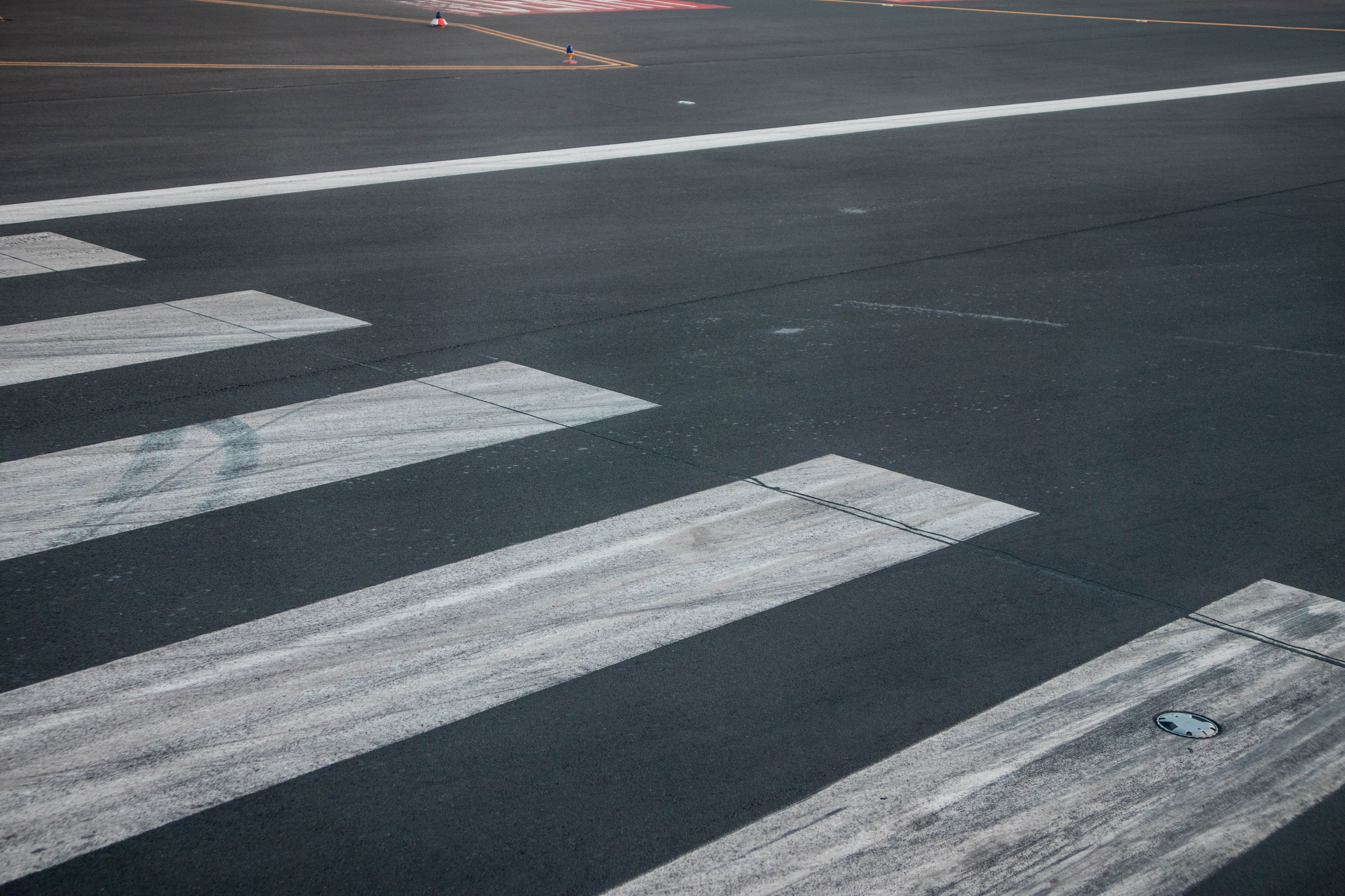 runway, airport runway, high angle view, nature, road marking, transportation, dividing line, day, crossing, symbol, sunlight, stripes, sign, crosswalk, HD Wallpaper