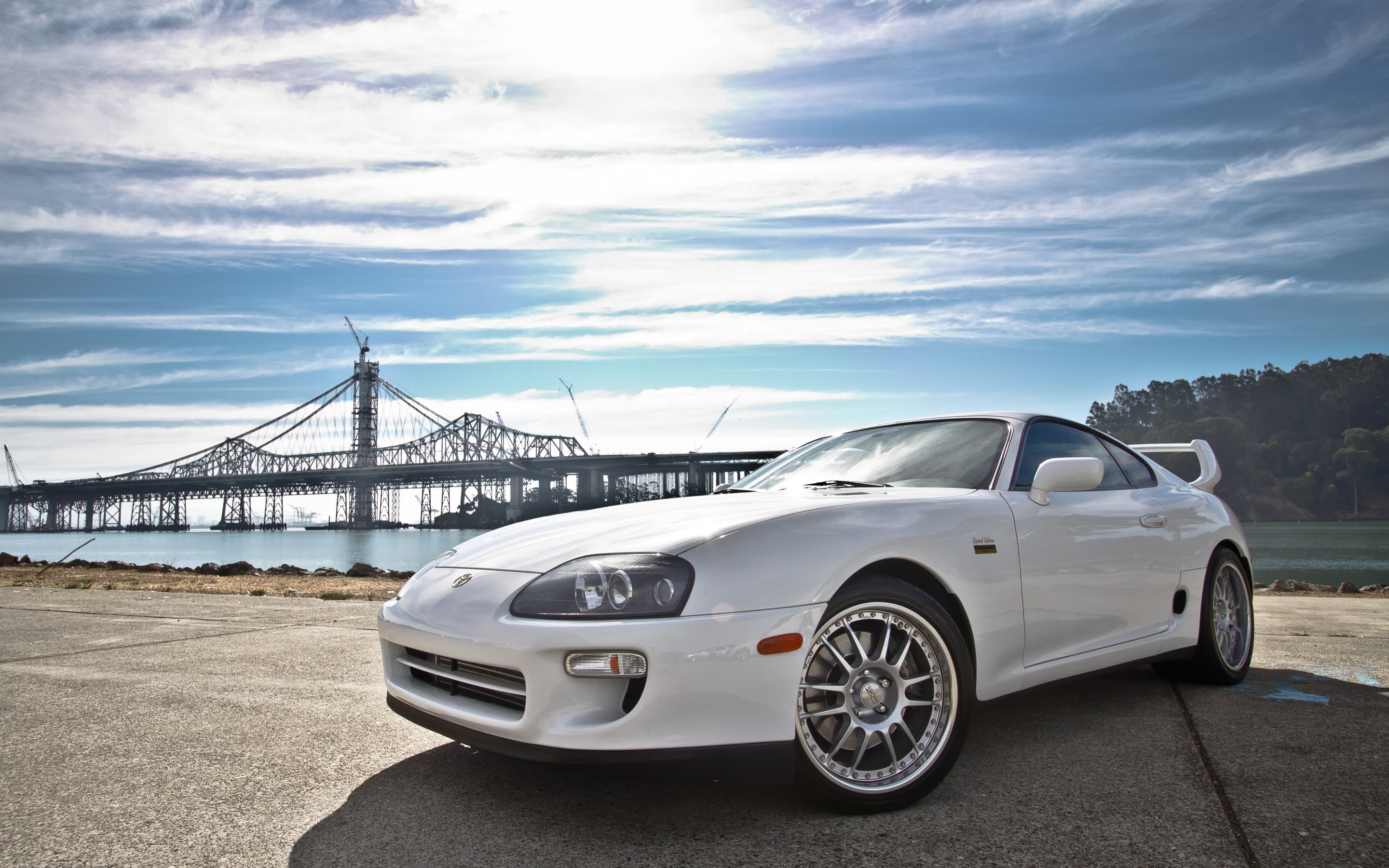 car, two-door sports car, white, background, Toyota, Tuning, wheels, 2K, HD Wallpaper