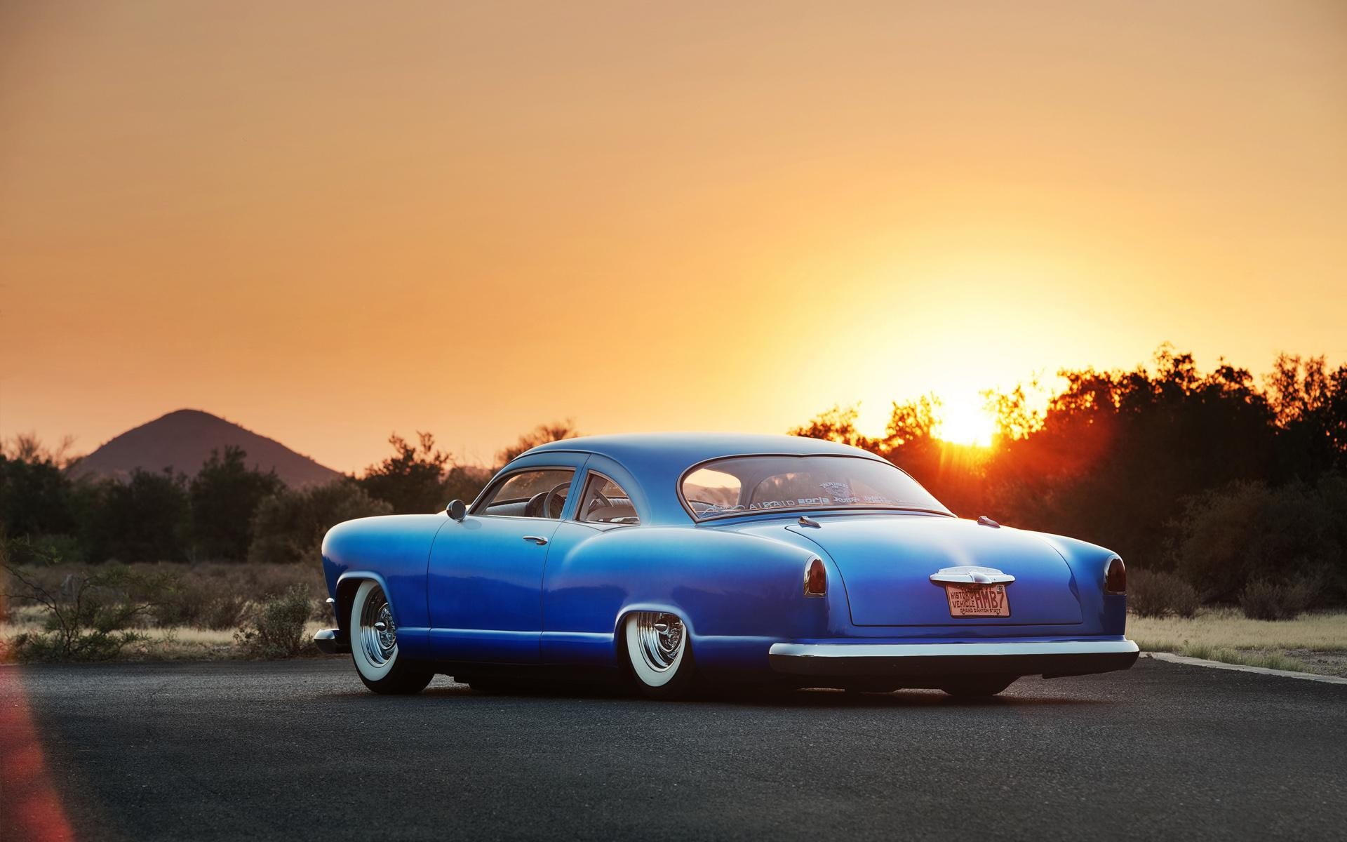 other cars, 1080P, cars, kaiser, blue, coupe, dragn, classic, HD Wallpaper