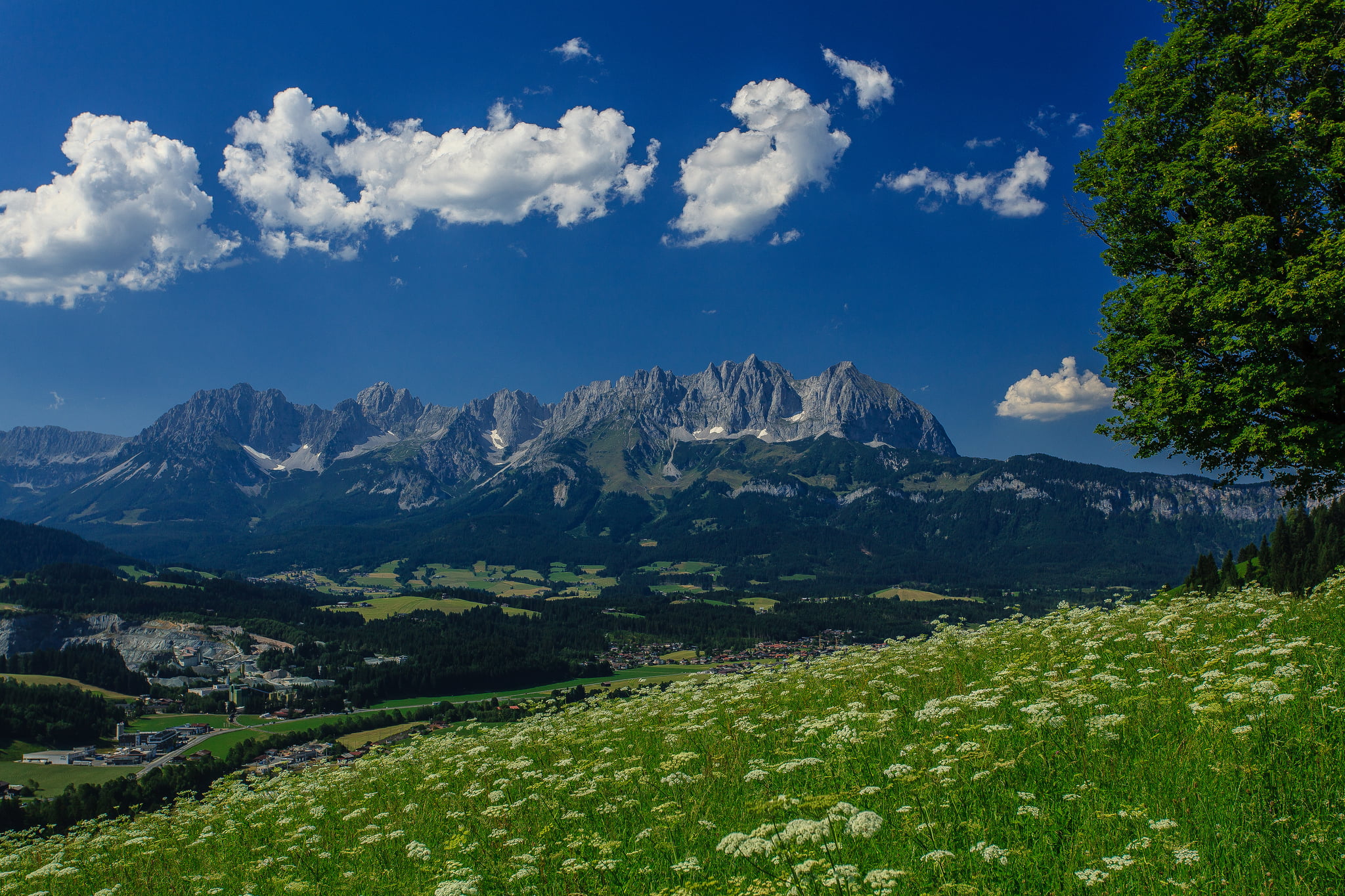 day, Wilder Kaiser, environment, panorama, green color, scenics - nature, Austria, sky, outdoors, mountains, gray, Alps, nature, mountain peak, mountain, HD Wallpaper