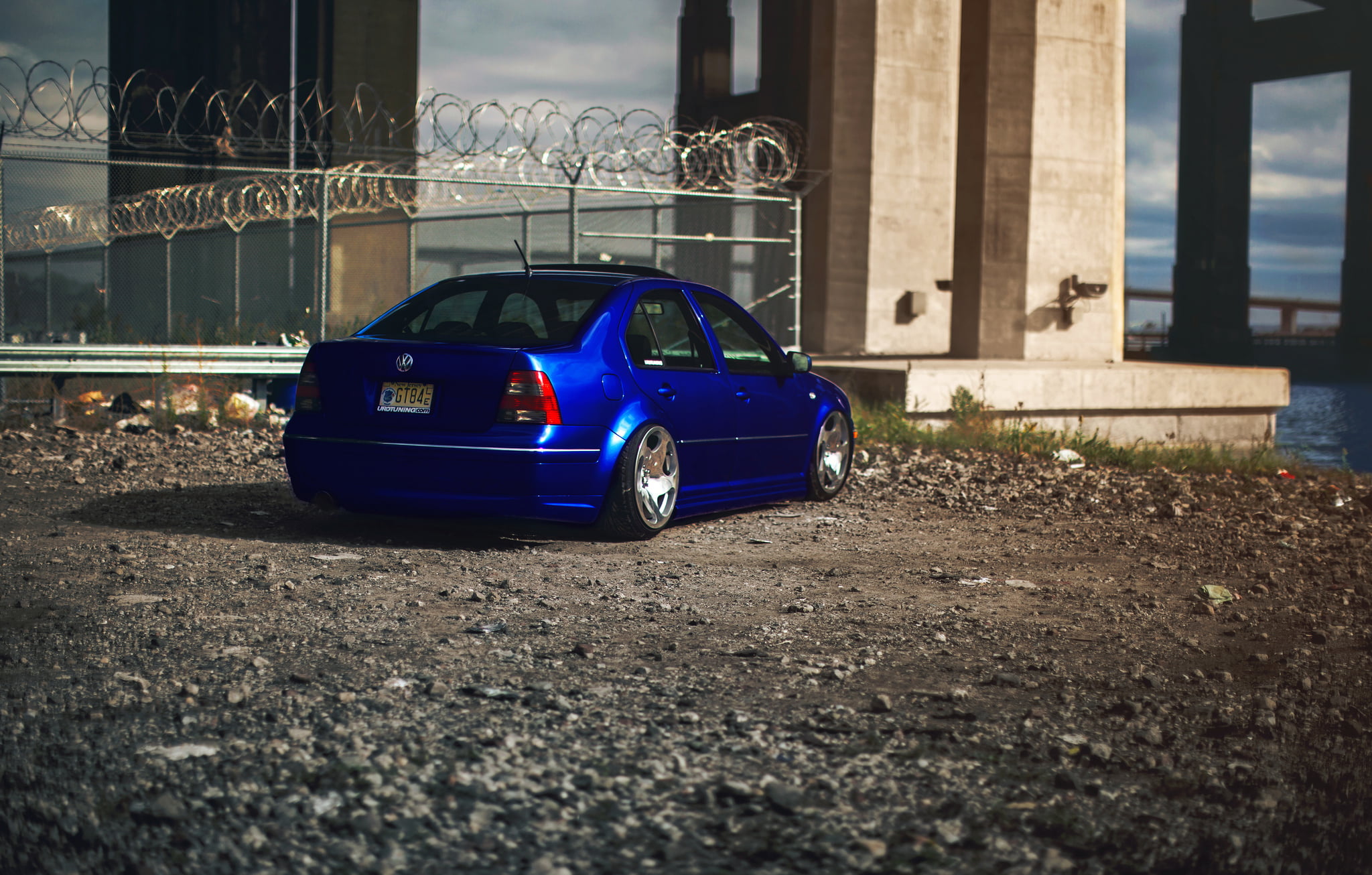 nature, surface level, building, transportation, tuning, no people, building exterior, Volkswagen, sedan, blue, city, Jetta, car, day, motor vehicle, city life, HD Wallpaper