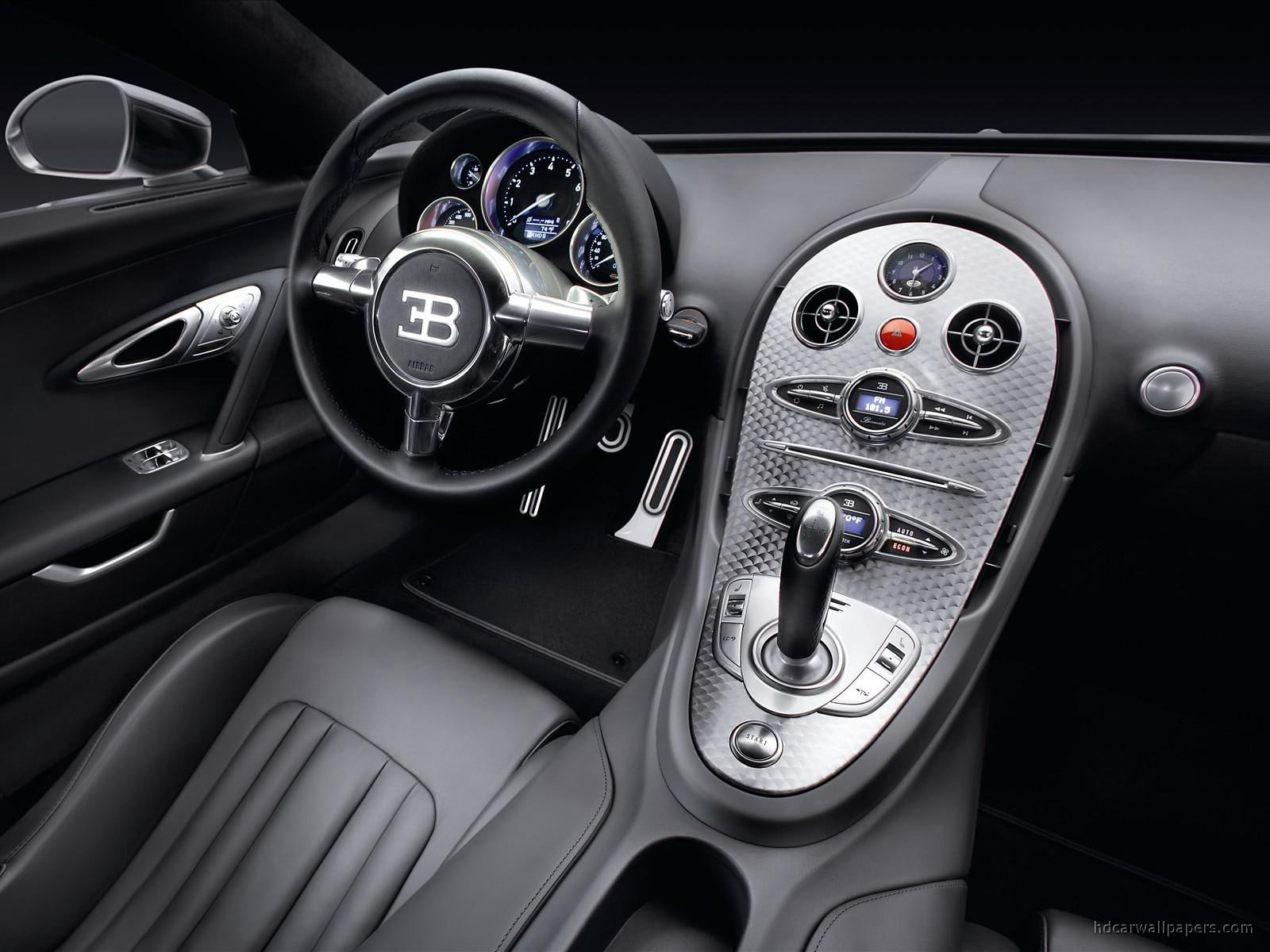 720P, veyron, black, leather, pur, bugatti, interior, eb, cars, sang, grey, HD Wallpaper