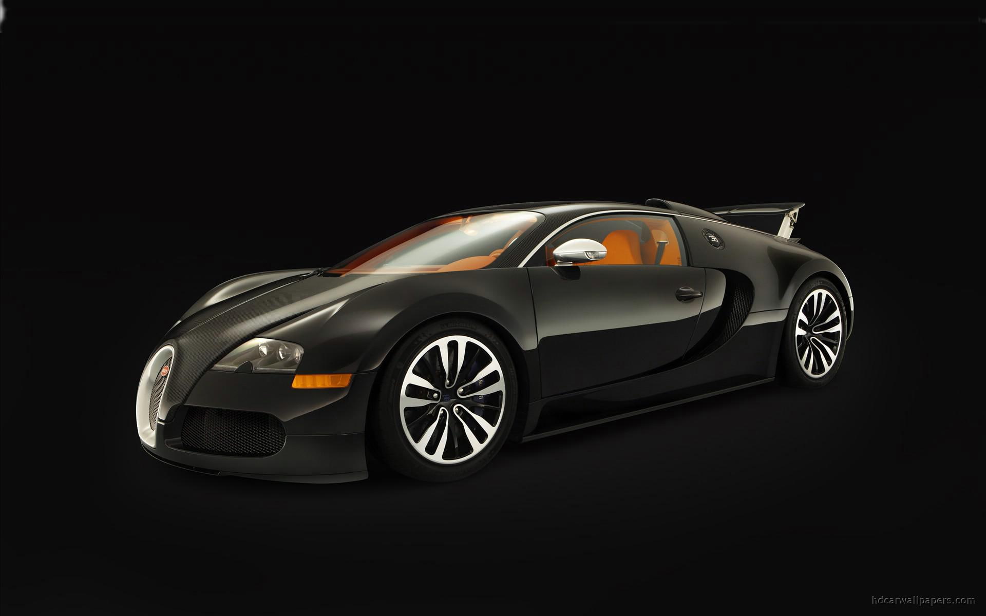 1080P, veyron, noir, black, cars, car, bugatti, eb, sports, sang, HD Wallpaper