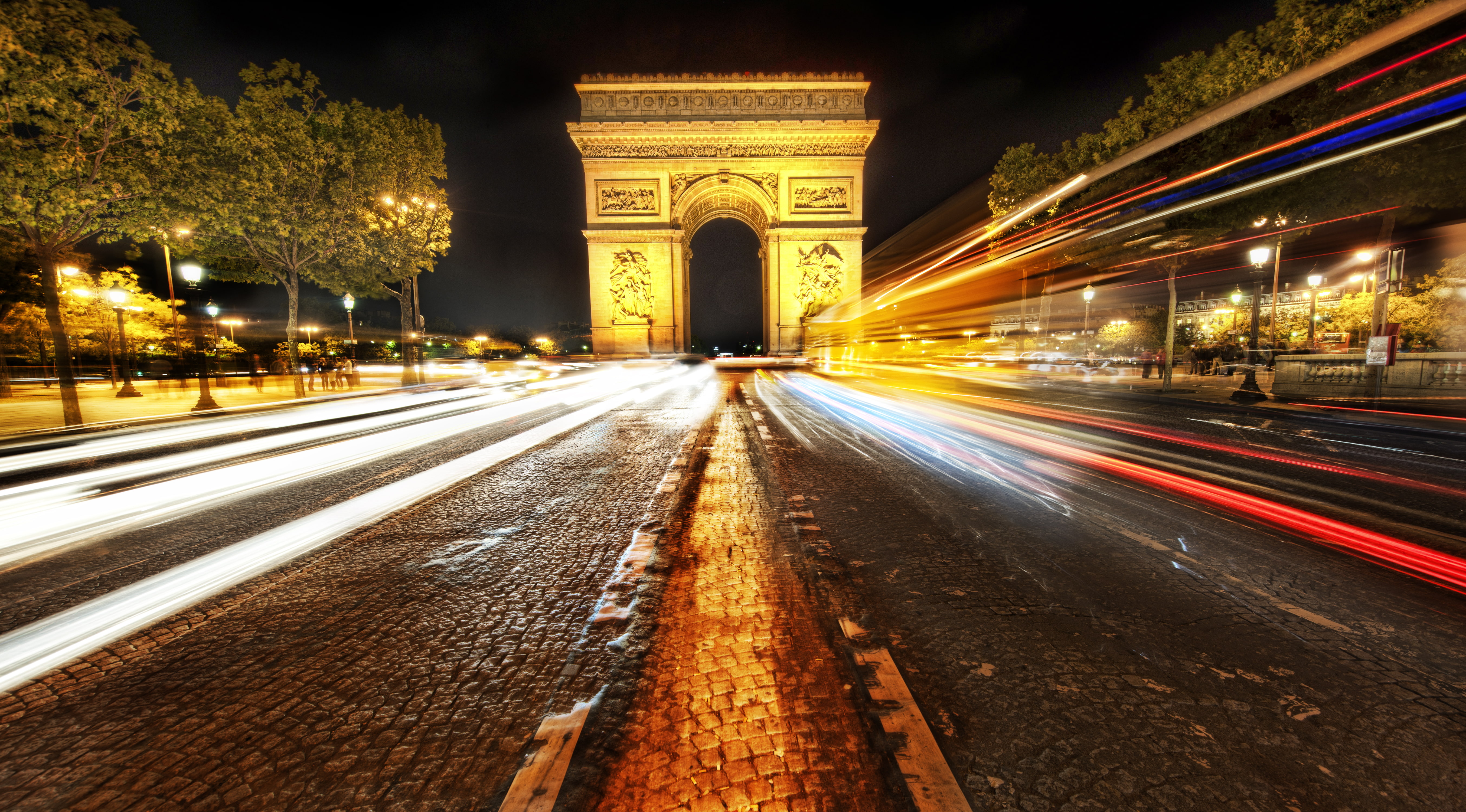 France, Monument, Time-Lapse, Night, Monuments, 5K, Arc De Triomphe, Street, Paris, Light, HD Wallpaper