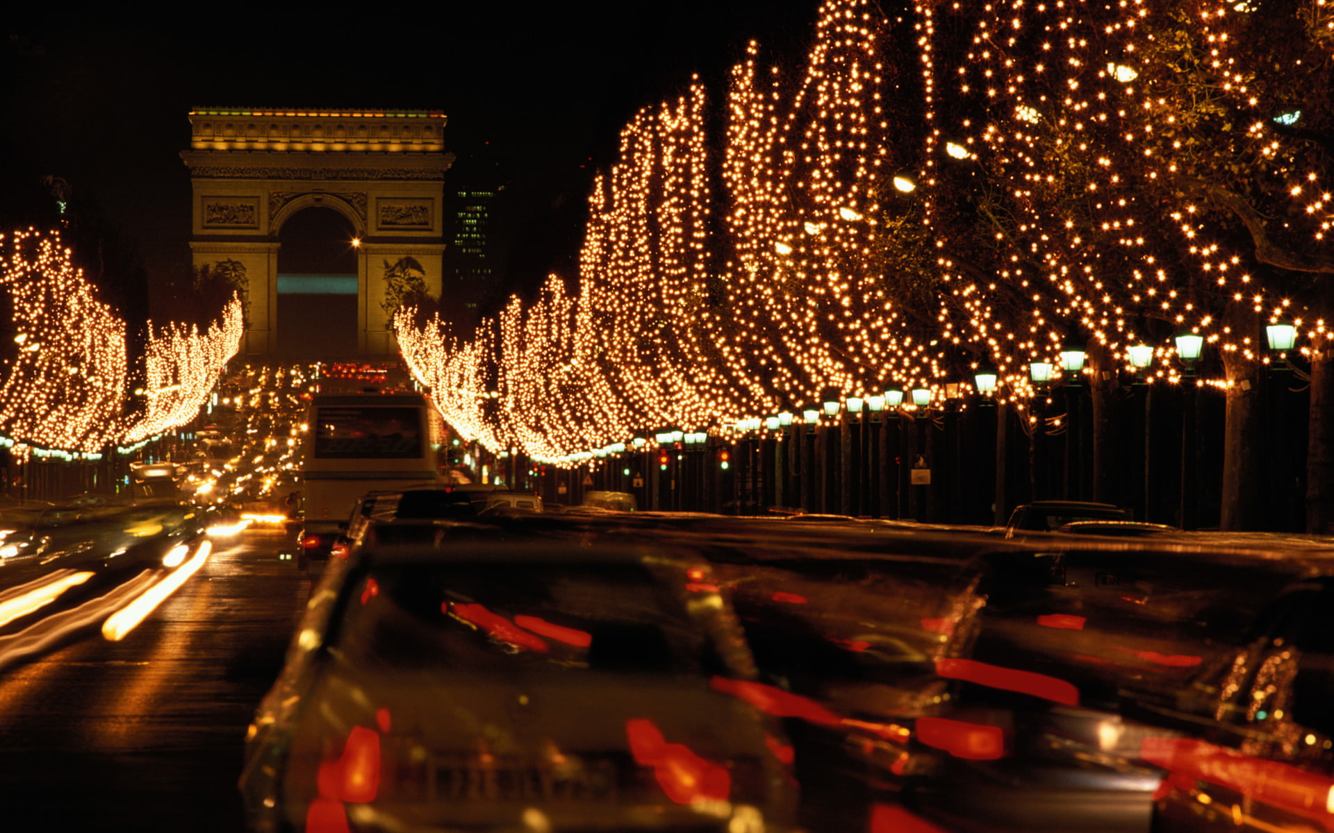 Arc, 1080P, Traffic, buildings, Champs, roads, Avenue, Élysées, Monument, Triomphe, De, cars, France, new Yearand039s, lapse, light, architecture, 2013, HD Wallpaper