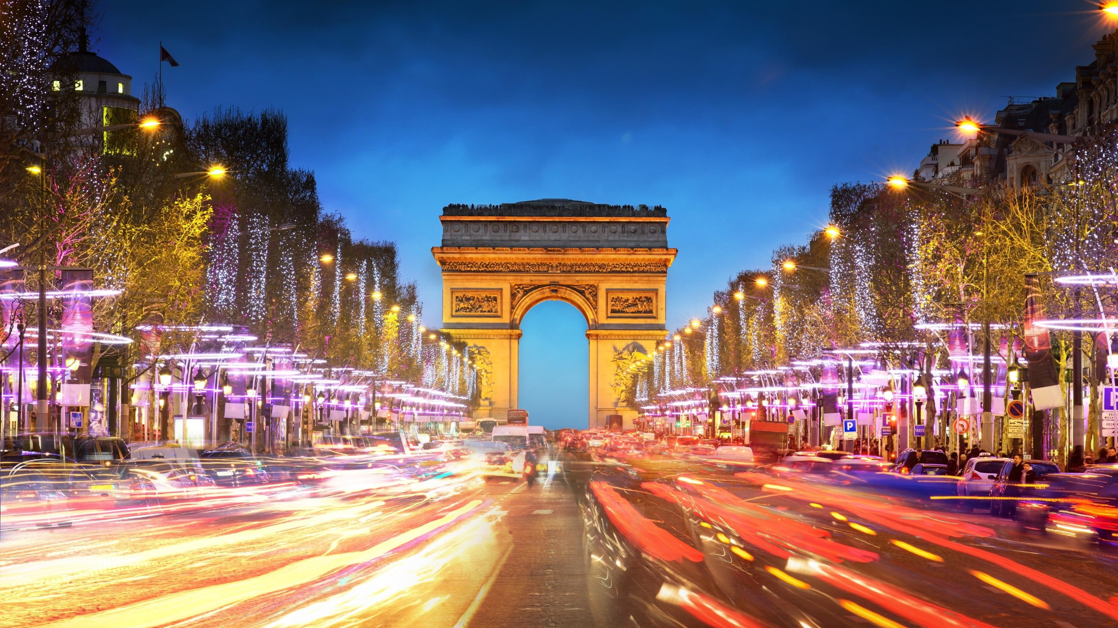 motion, transportation, memorial, built structure, architecture, blurred motion, city, travel destinations, city street, france, traffic, tourist attraction, HD Wallpaper