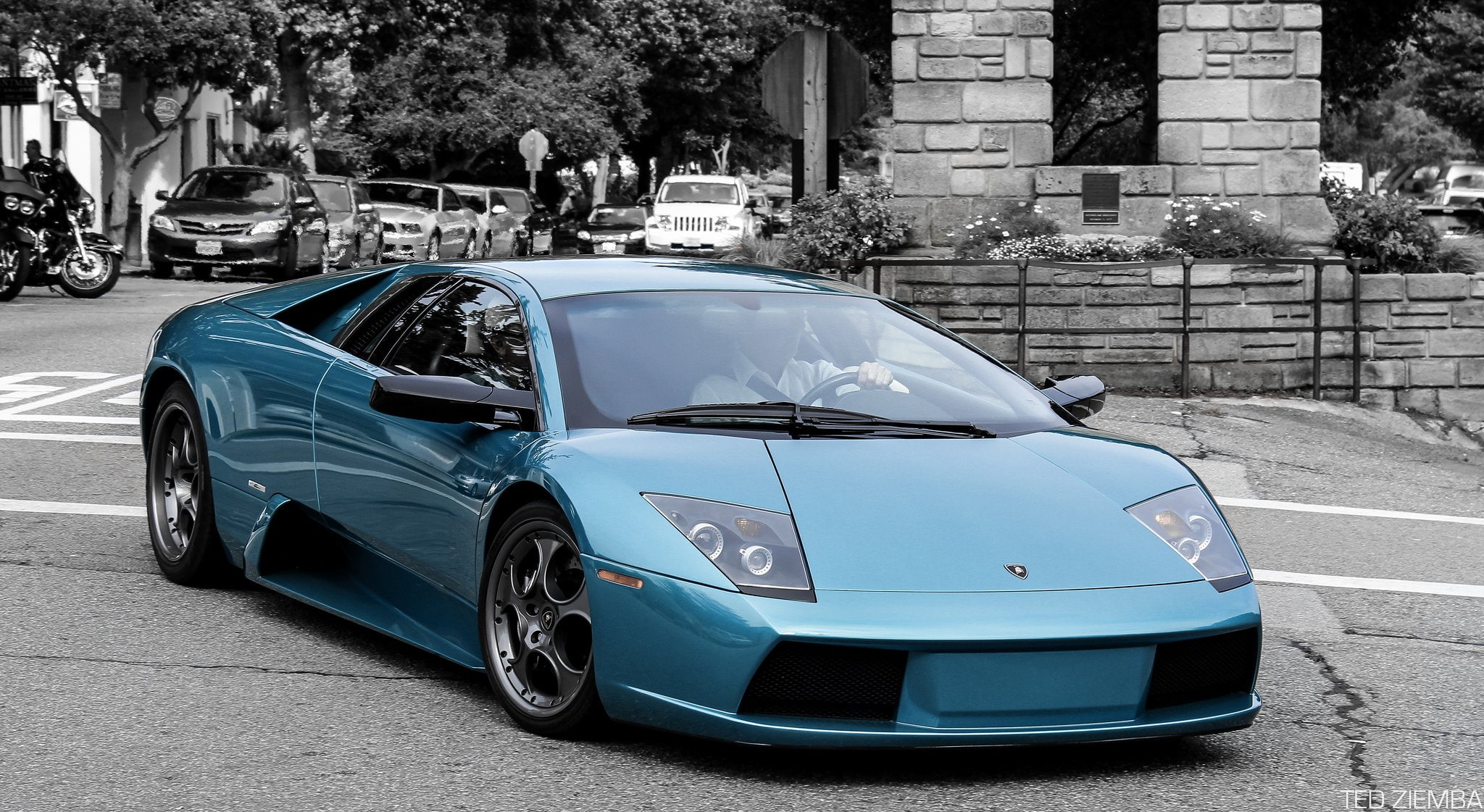 coupe, supercars, murcielago, blue, cars, italy, 1080P, lamborghini, bleu, HD Wallpaper