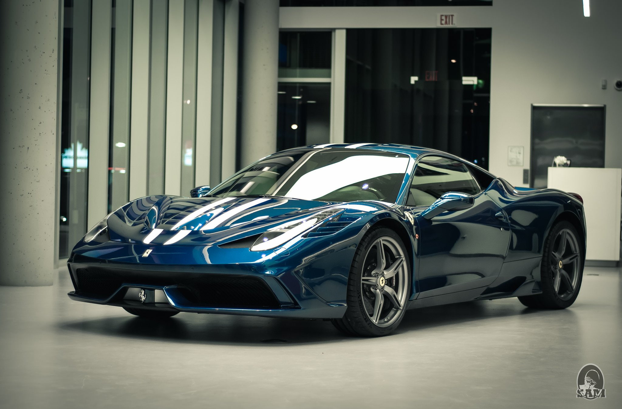 2013, bleu, blue, blu, supercar, 458, 1080P, ferrari, speciale, HD Wallpaper