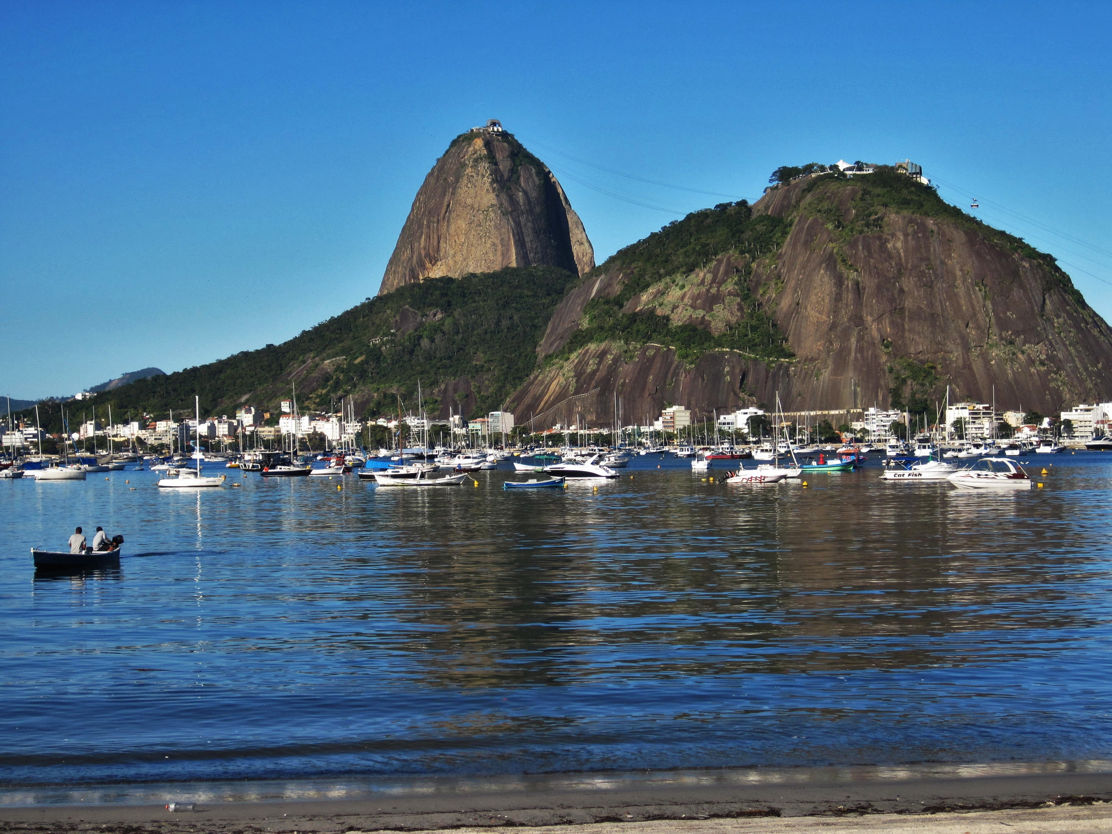 clear sky, travel destinations, waterfront, sea, sugarloaf, landmark, nature, places of interest, famous, gorgeous, tranquility, rio, sky, imposing, known, HD Wallpaper