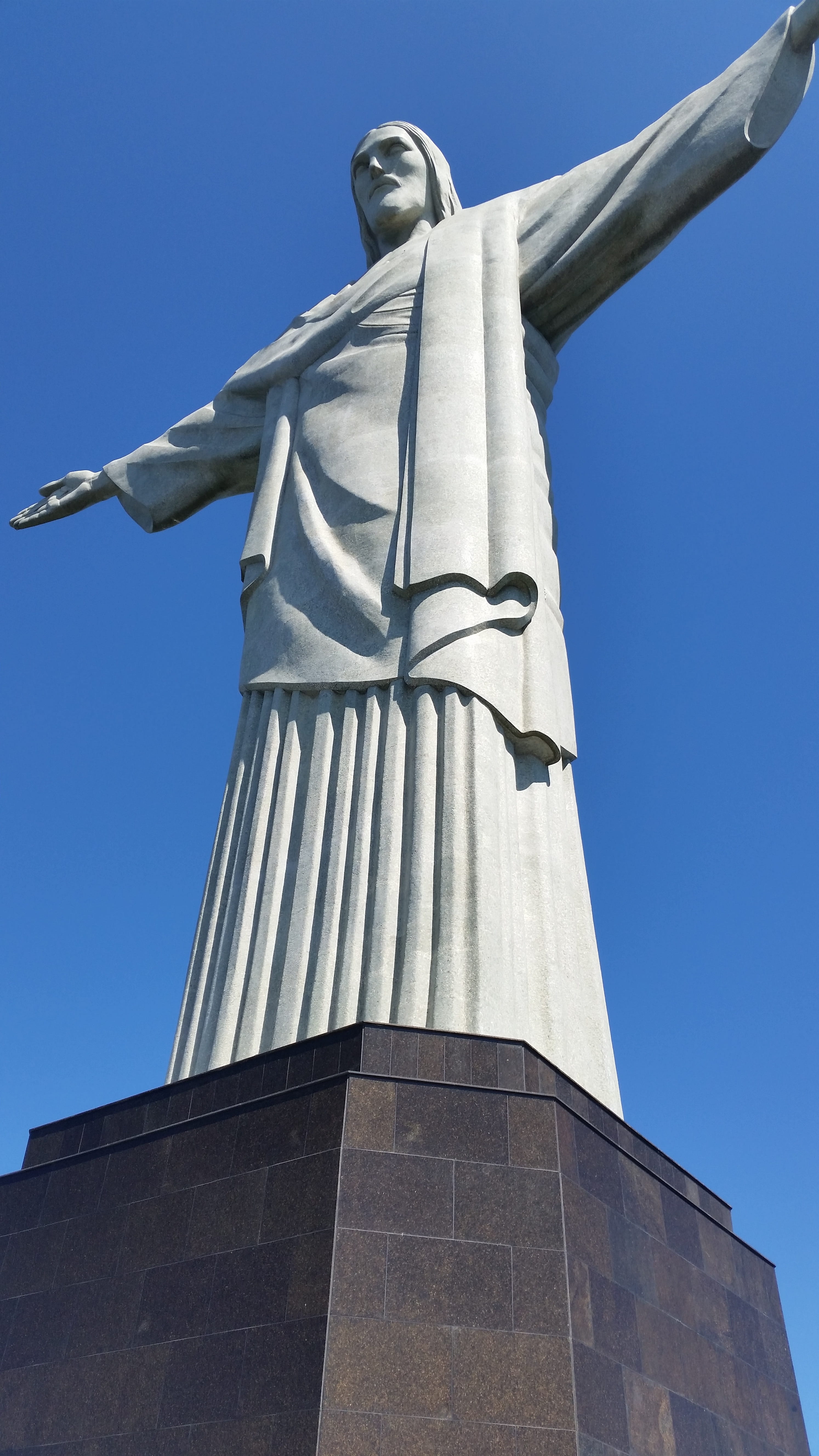 rio, history, clear sky, memorial, representation, redeemer, religion, sunlight, tall - high, no people, landscape, sky, clouds, built structure, low angle view, Phone HD Wallpaper
