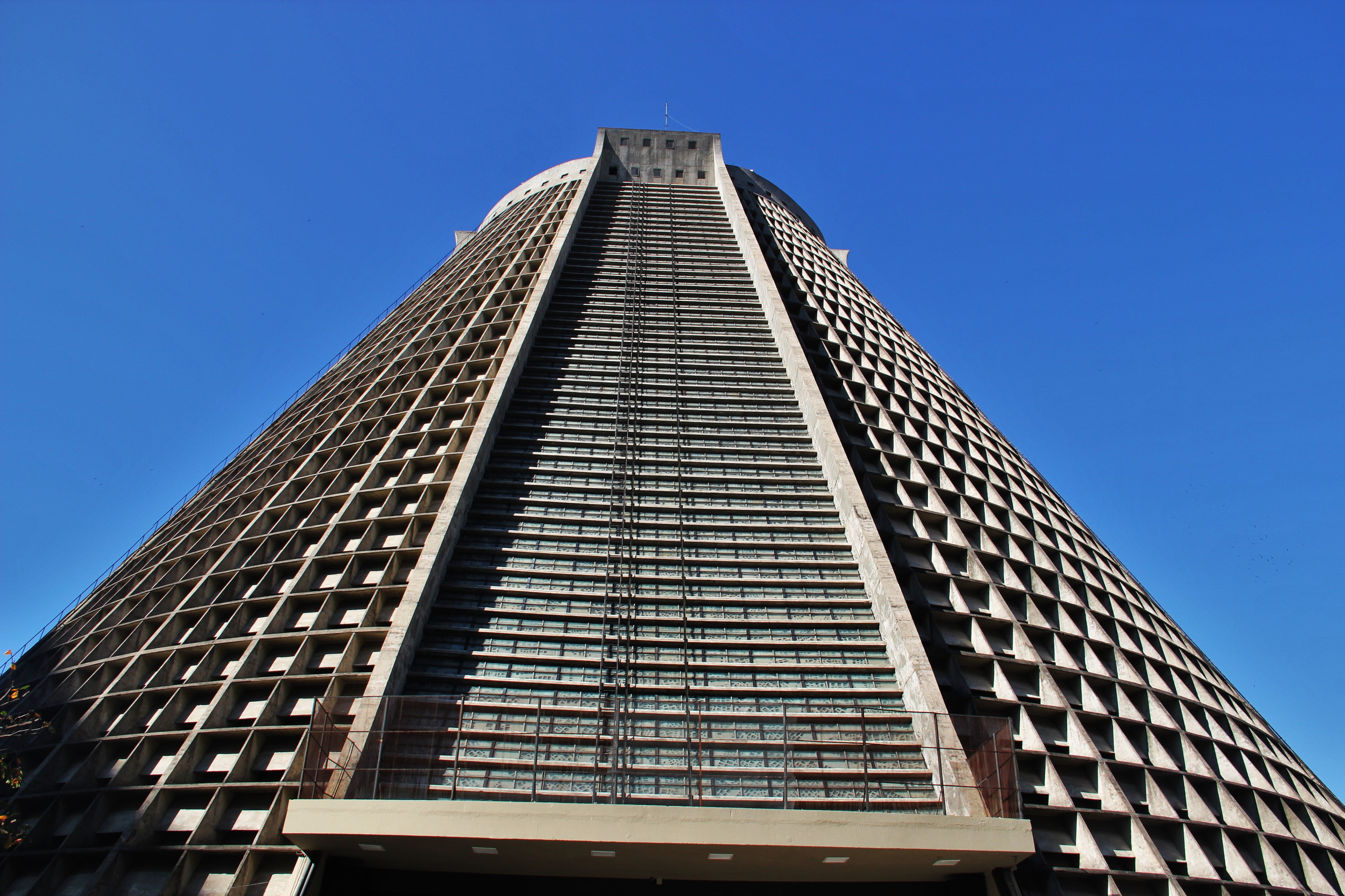 catholic church building, skyscraper, são sebastião, building, construction, 5K, office, sky, low angle view, worth a visit, known, unique, samba city, HD Wallpaper