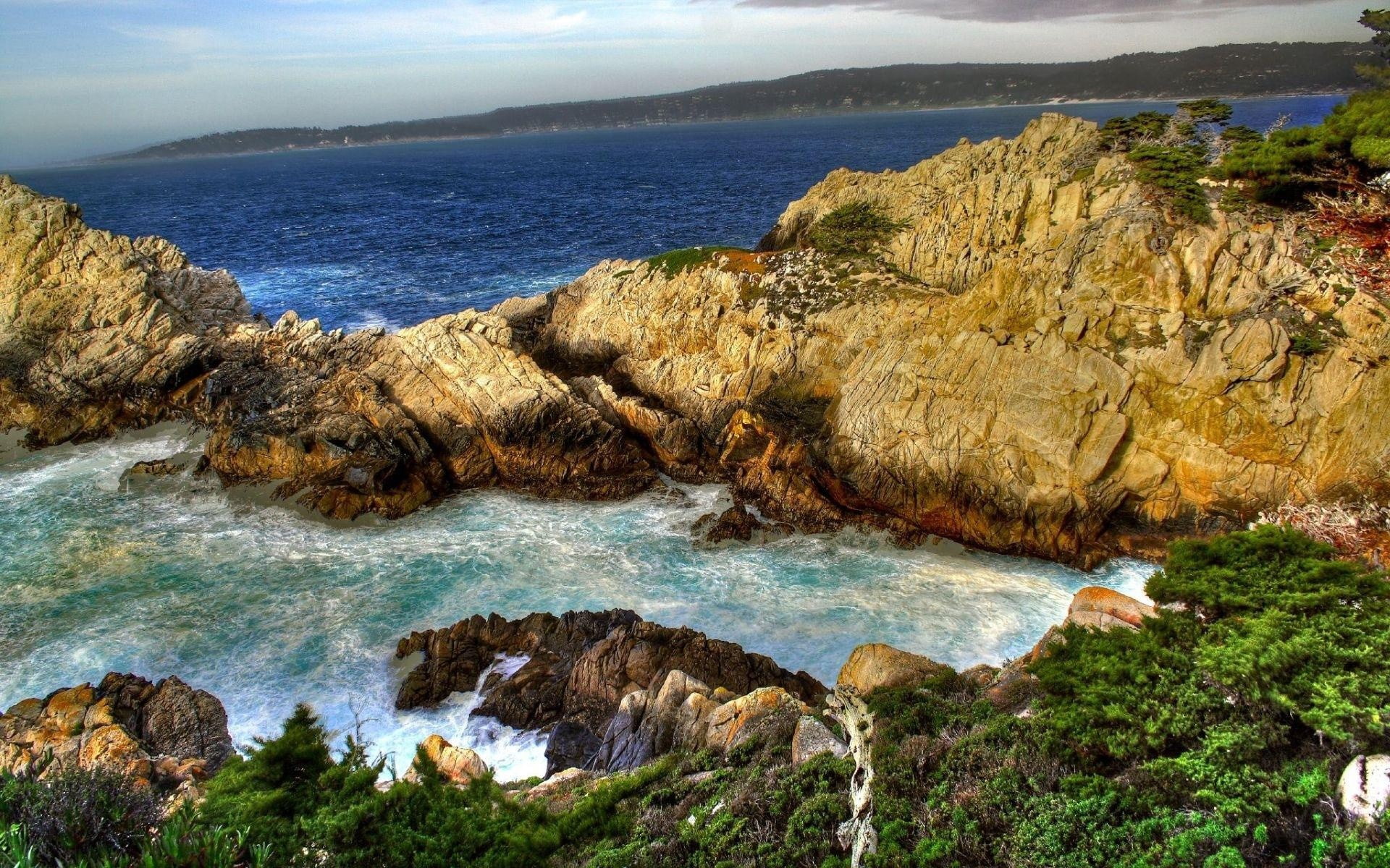coast, rocks, sea, 1080P, landscape, bay, water, HD Wallpaper