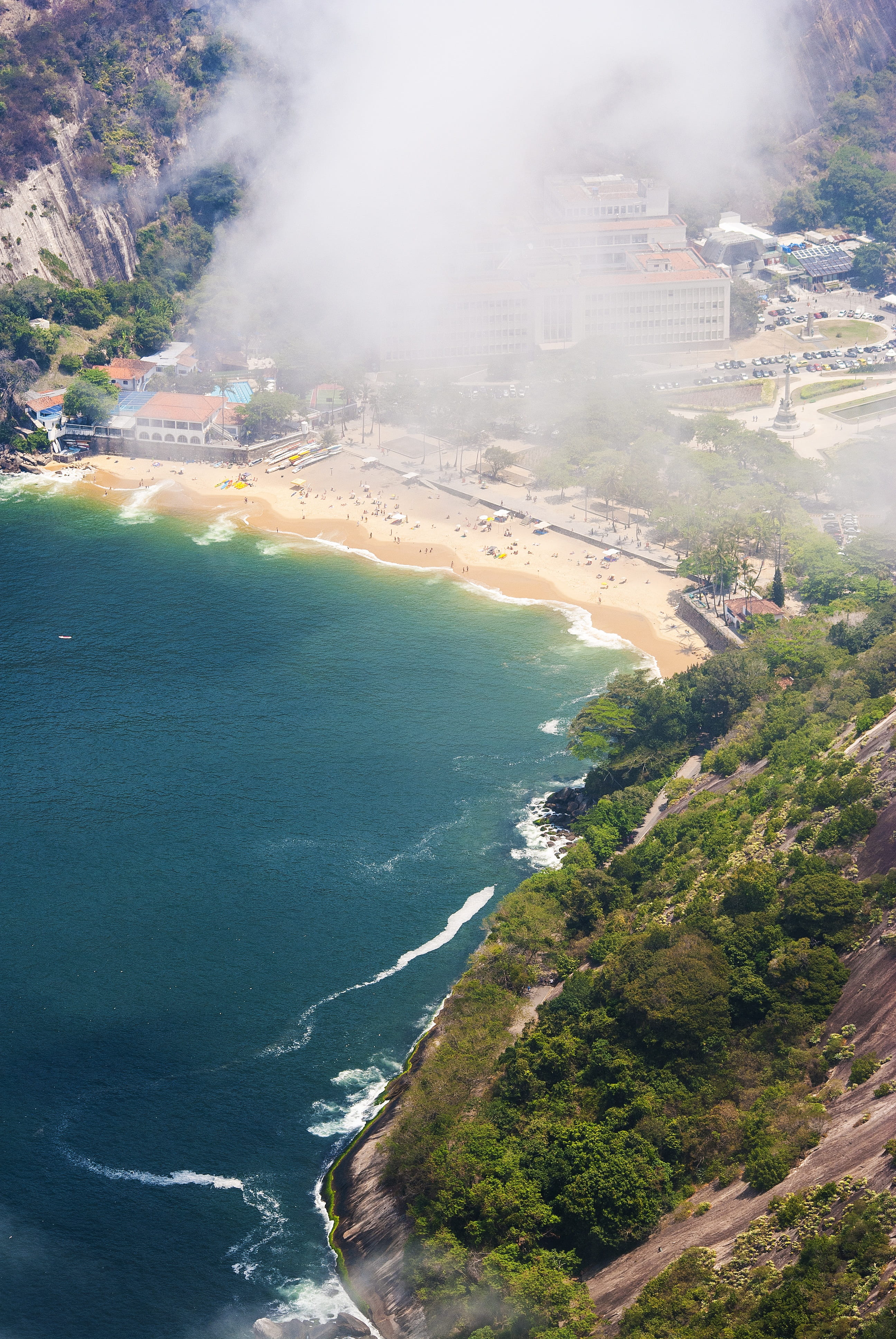 mountain, water, aerial view, famous Place, beauty in nature, travel, Rio De Janeiro, ocean, Beach, forest, tranquility, sea, rio, nature, clouds, tree, Phone HD Wallpaper
