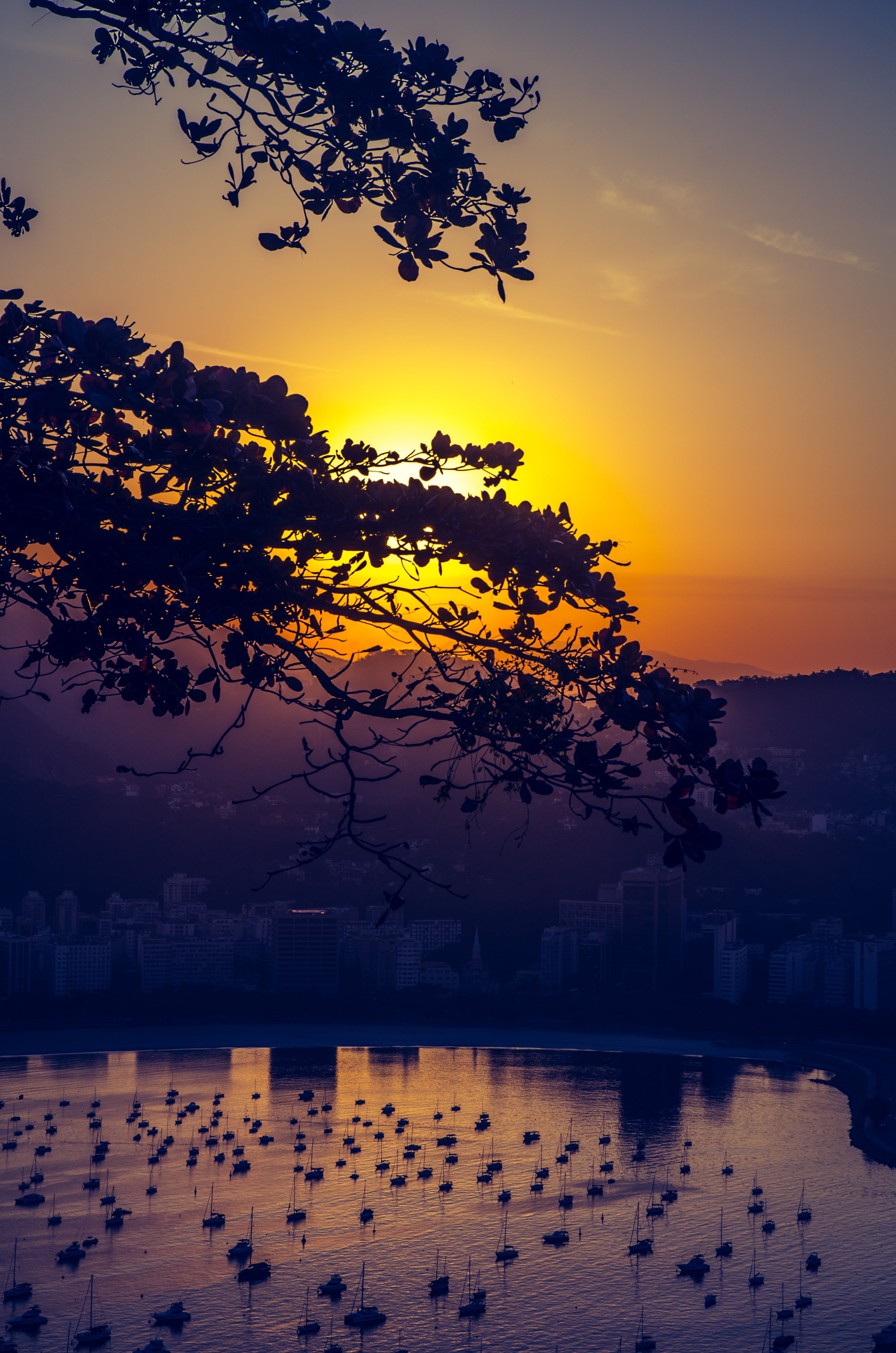 baia de guanabara, photography, water, tourist, sweet light, cloud - sky, dusk, rio de janeiro, christ the redeemer, sugar loaf pão de açúcar, sun, scenics - nature, Phone HD Wallpaper
