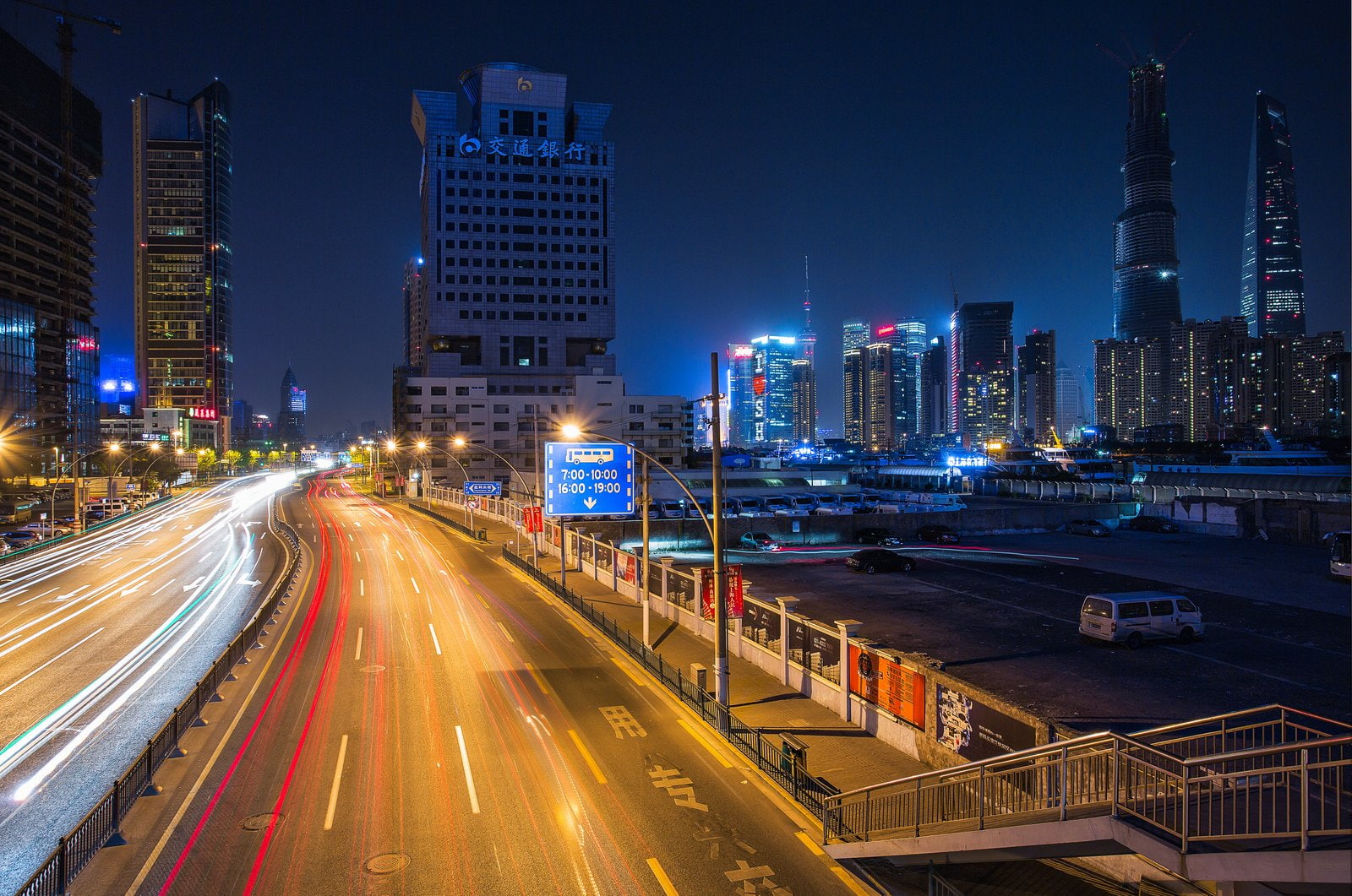 night, highways, cities, skylines, chine, light, buildings, shanghai, bridges, cityscapes, asians, citylifes, skyline, 720P, architecture, skyscrapers, HD Wallpaper