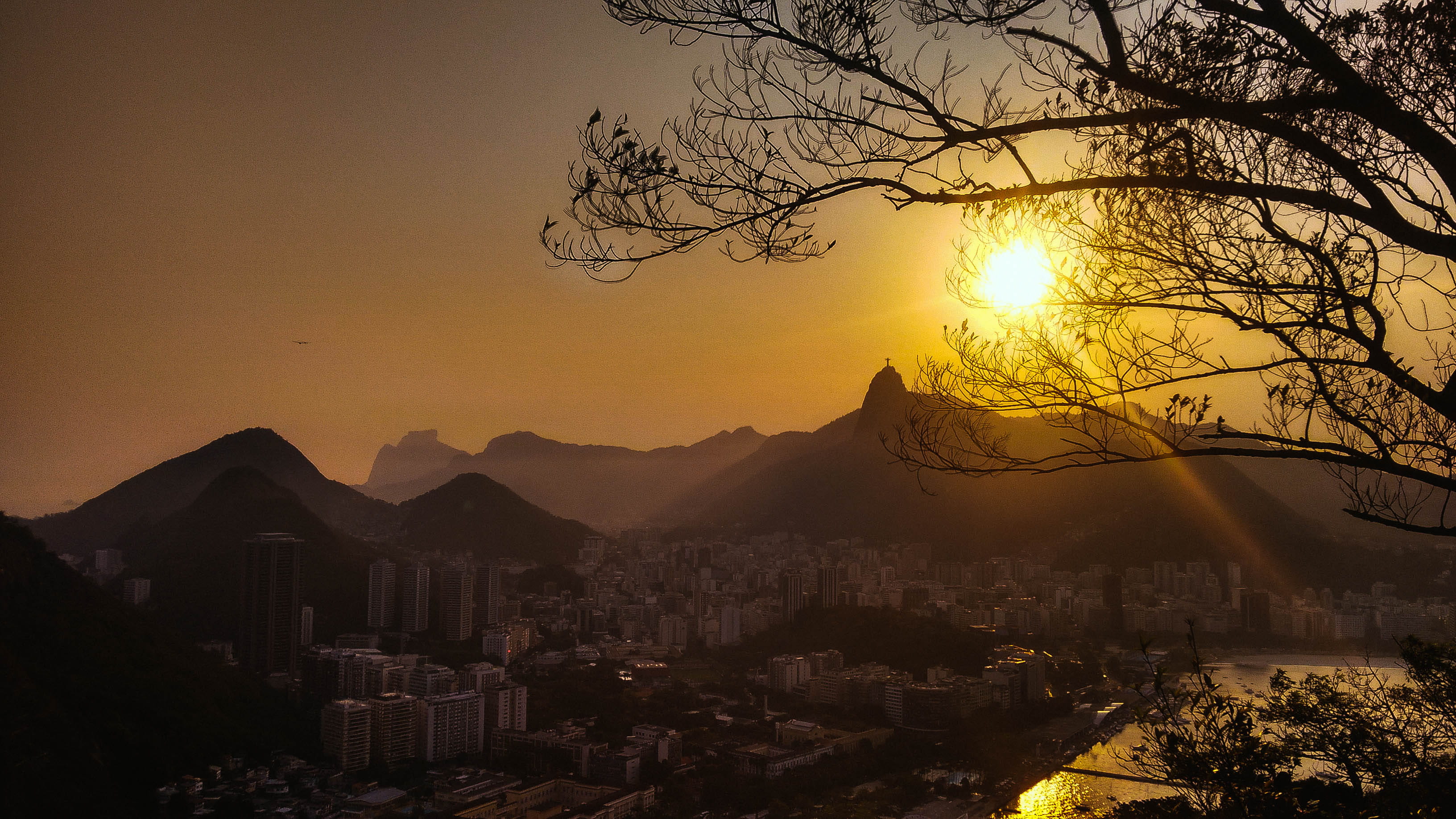 scenics - nature, sun, cityscape, nature, no people, architecture, built structure, sunset, sunlight, building exterior, tranquility, 2K, rio de janeiro, HD Wallpaper