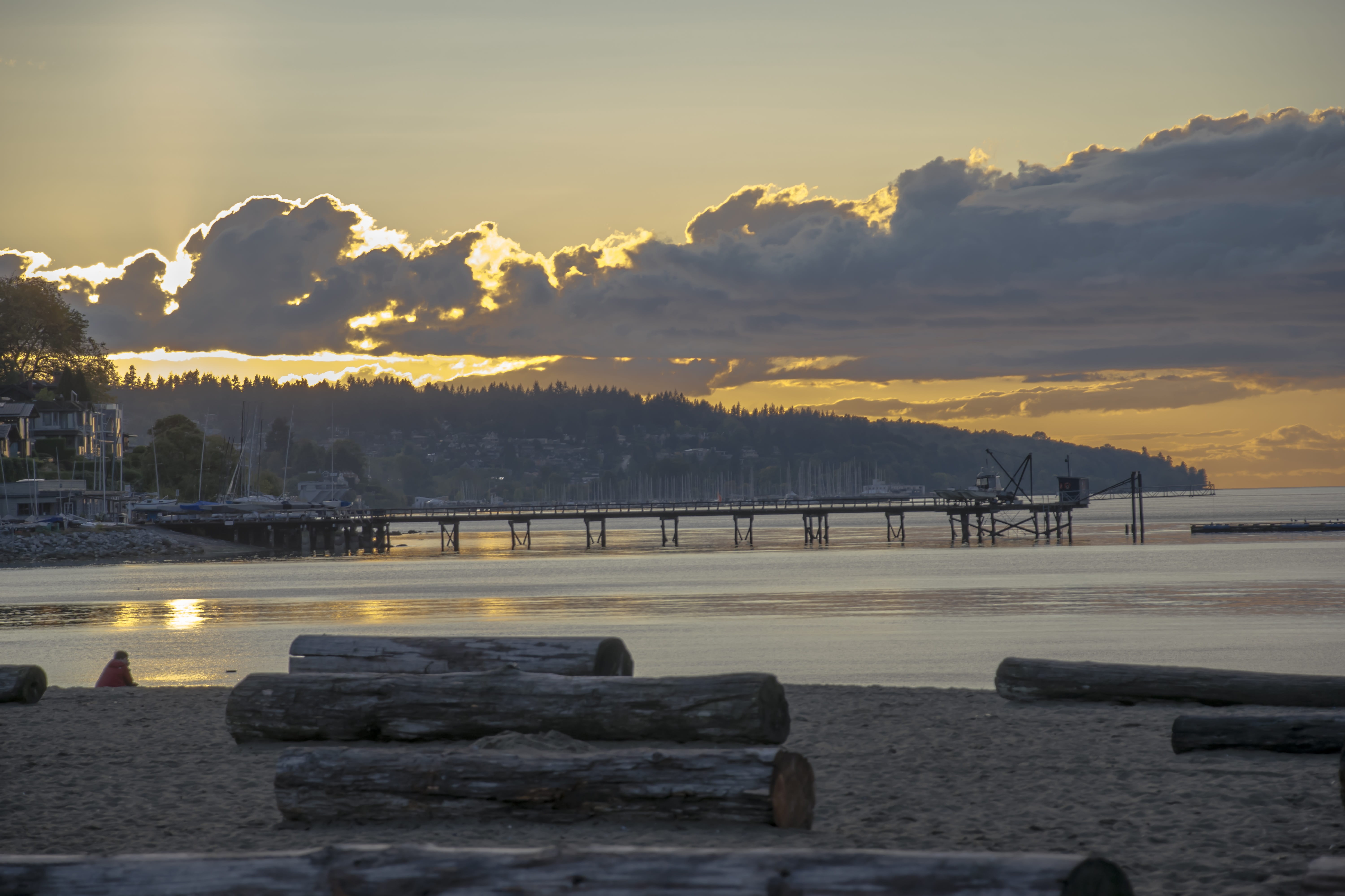 built structure, architecture, land, vancouver, sunset, outdoors, kitsilano, sea, water, kits beach, tranquility, beauty in nature, rock, summer, scenics - nature, HD Wallpaper