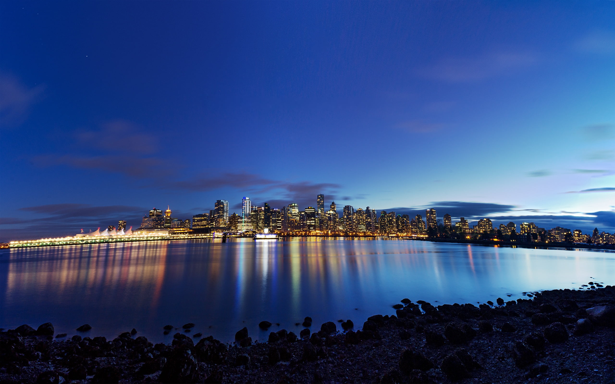 beauty in nature, vancouver - Canada, body, beach, scenics - nature, city, lake, no people, bay Of Water, dusk, reflection, plant, coastline, 2K, sea, HD Wallpaper