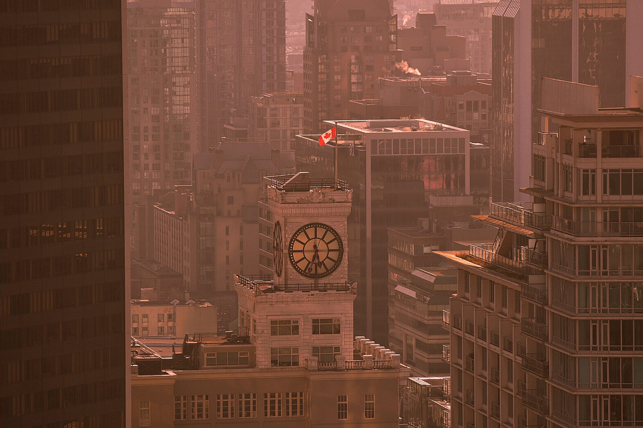 travel destinations, ceramic, flag, black, clock, red, daytime, clocktower, sunset, time, brown, 1080P, canadian flag, white, tower, outdoors, building exterior, HD Wallpaper