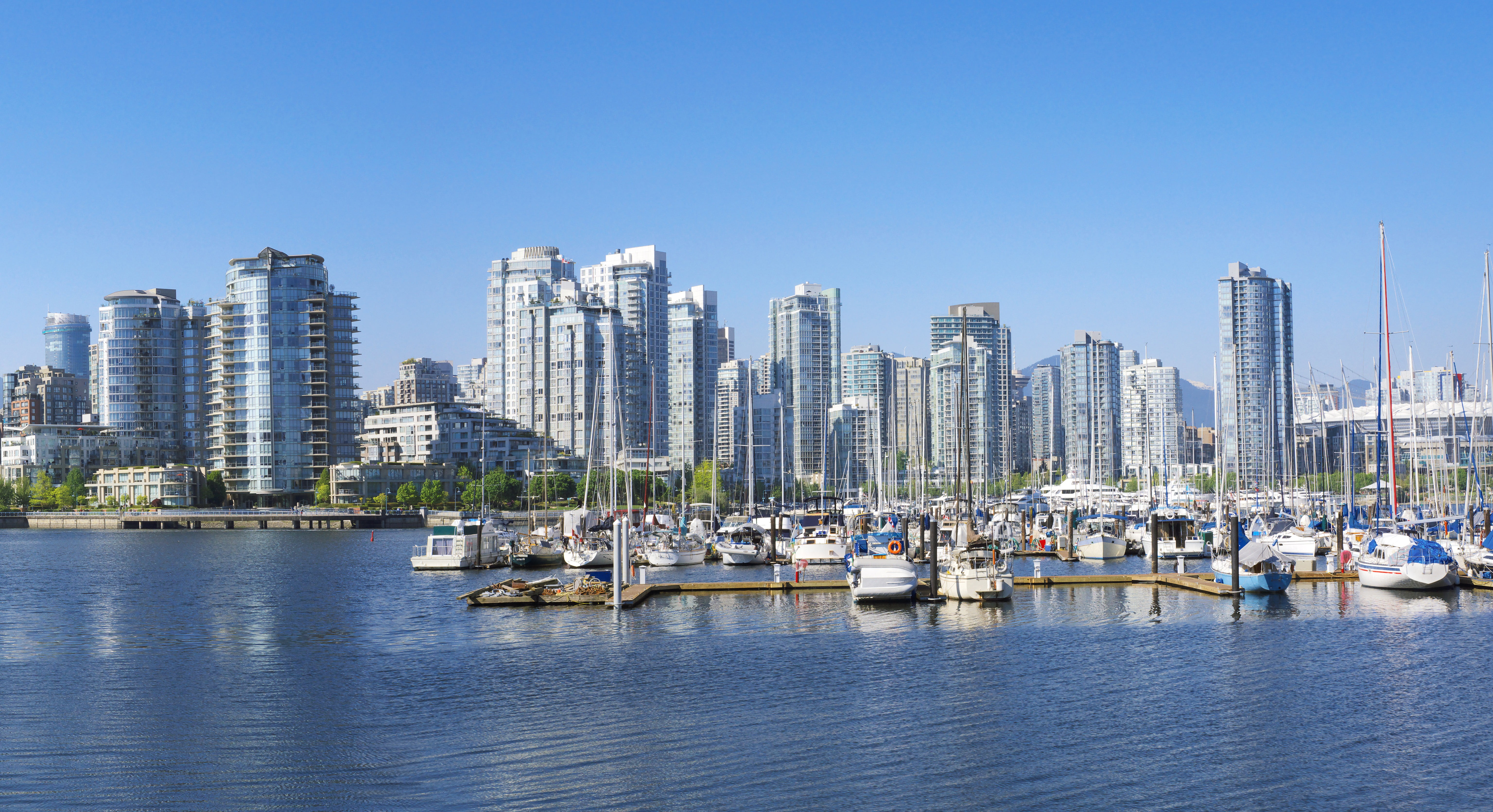 harbor, building, water, city, nautical vessel, sky, apartment, vancouver, beside, buildings, office building exterior, boats, urban, residential district, HD Wallpaper